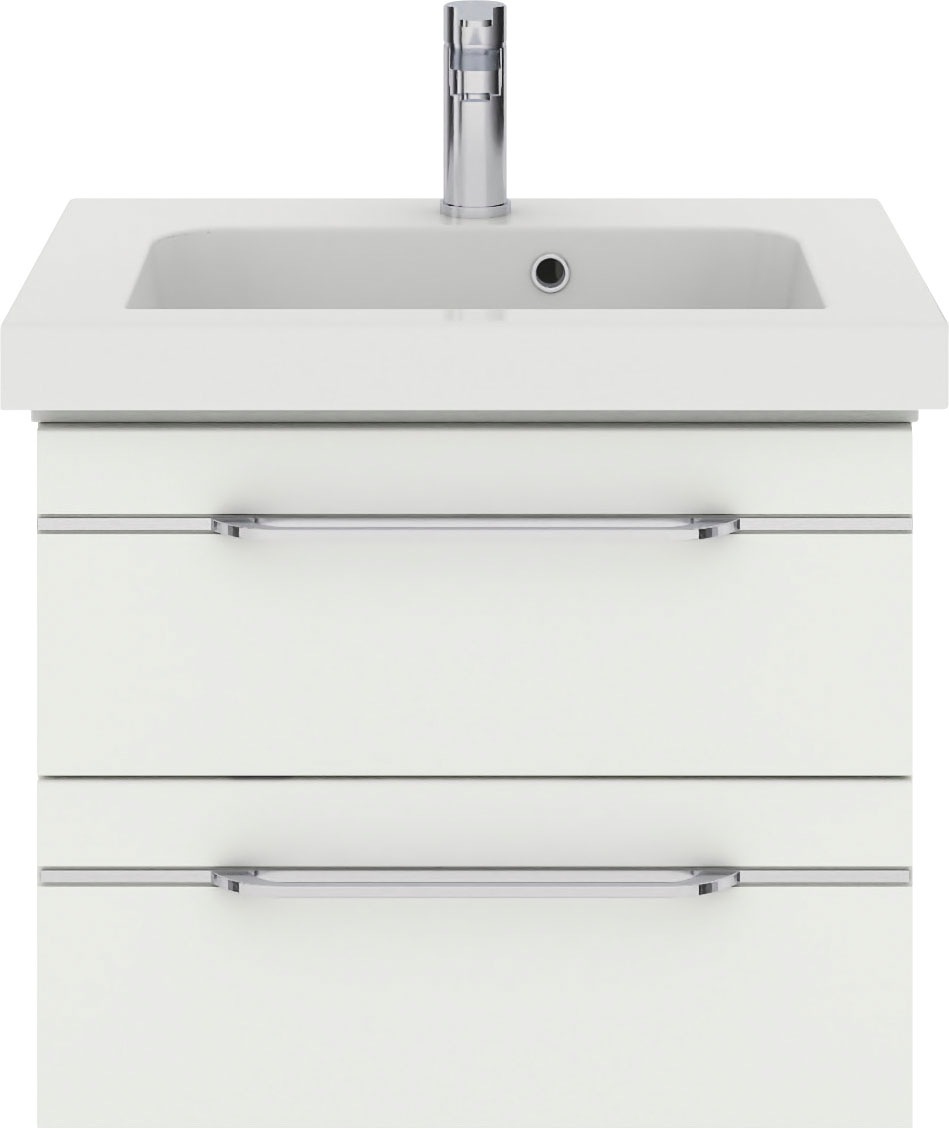 Saphir Badmöbel-Set »Balto Sprint 3-teilig, Mineralmarmor-Waschtisch mit LED-Spiegelschrank«, (4 St.), inkl. Türdämpfer, 100 cm breit, mit Midischrank, 3 Türen, 4 Schubladen