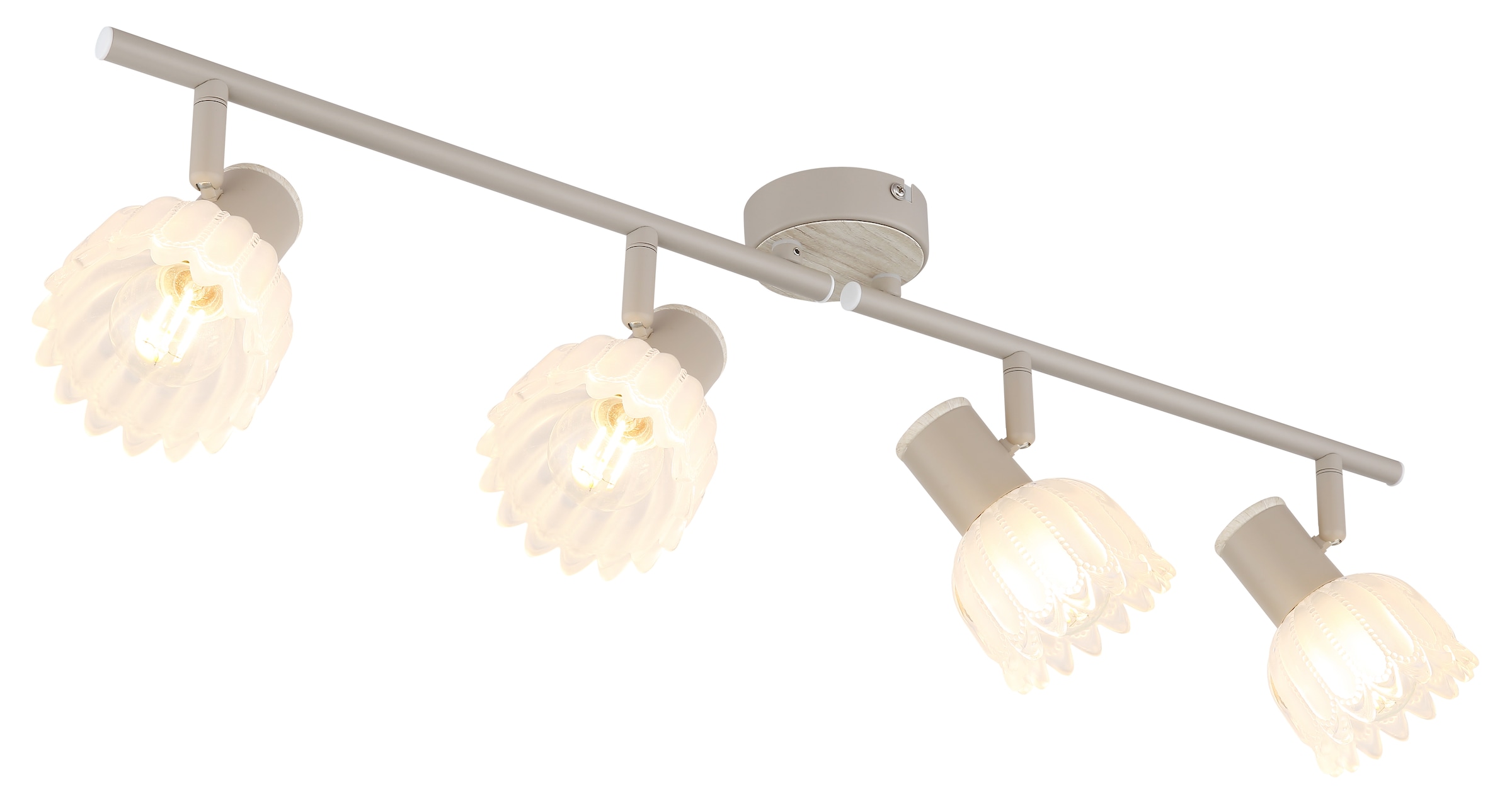 GLOBO LIGHTING Deckenspot »PLANTA« E14 1 Stk. Sandfarbener Strahler mit Holzoptik und Glas satiniert