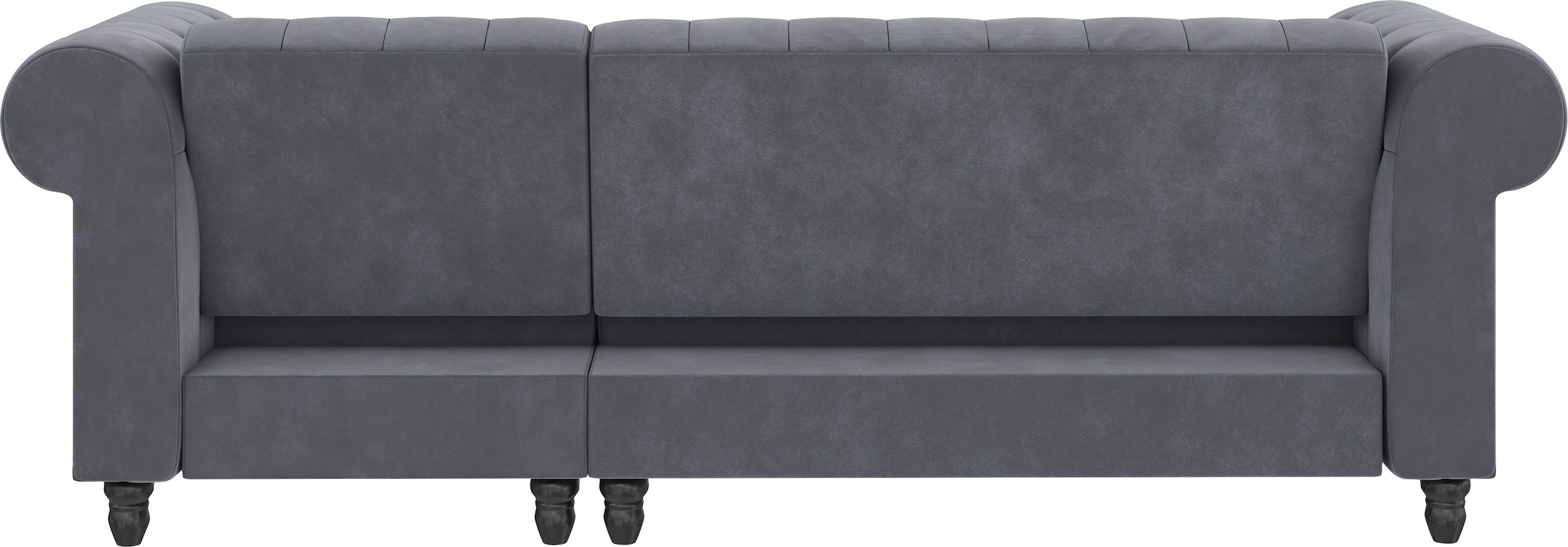 Dorel Home Ecksofa »Felix, L-Form, 241 cm (Liegefl.108x195 cm), Recamiere tauschbar,«, verstellb. Rückenlehne, Bett-Funktion, Velours, Kunstleder, Vintage