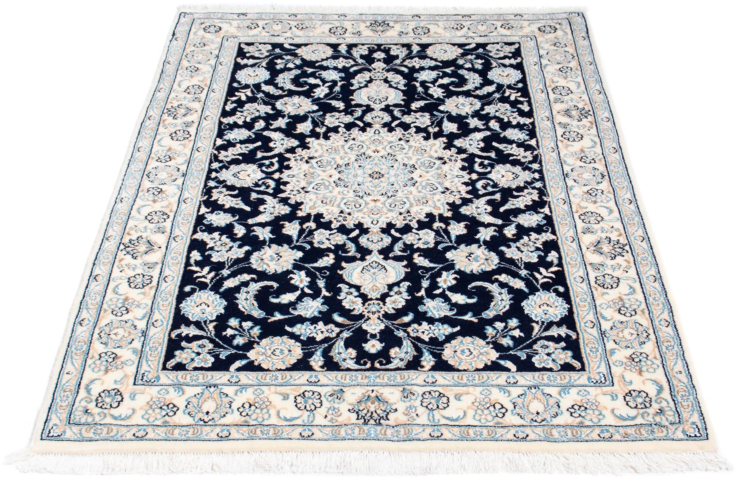 morgenland Orientteppich "Perser - Nain - Royal - 150 x 98 cm - dunkelblau", rechteckig, 10 mm Höhe, Wohnzimmer, Handgek