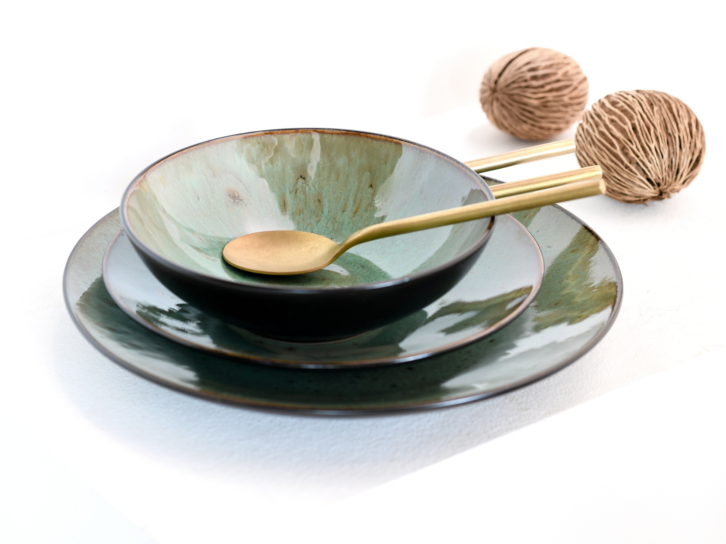 CreaTable Teller-Set »Jawa, Tellerset 18-tlg«, (Set, 18 tlg.), Reaktivglasur