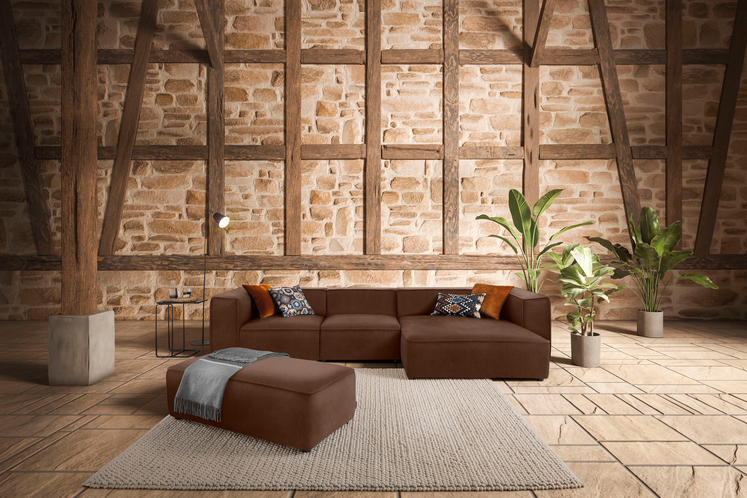 W.SCHILLIG Ecksofa "around-the-block", mit eleganter Biese, mit Federkern, günstig online kaufen