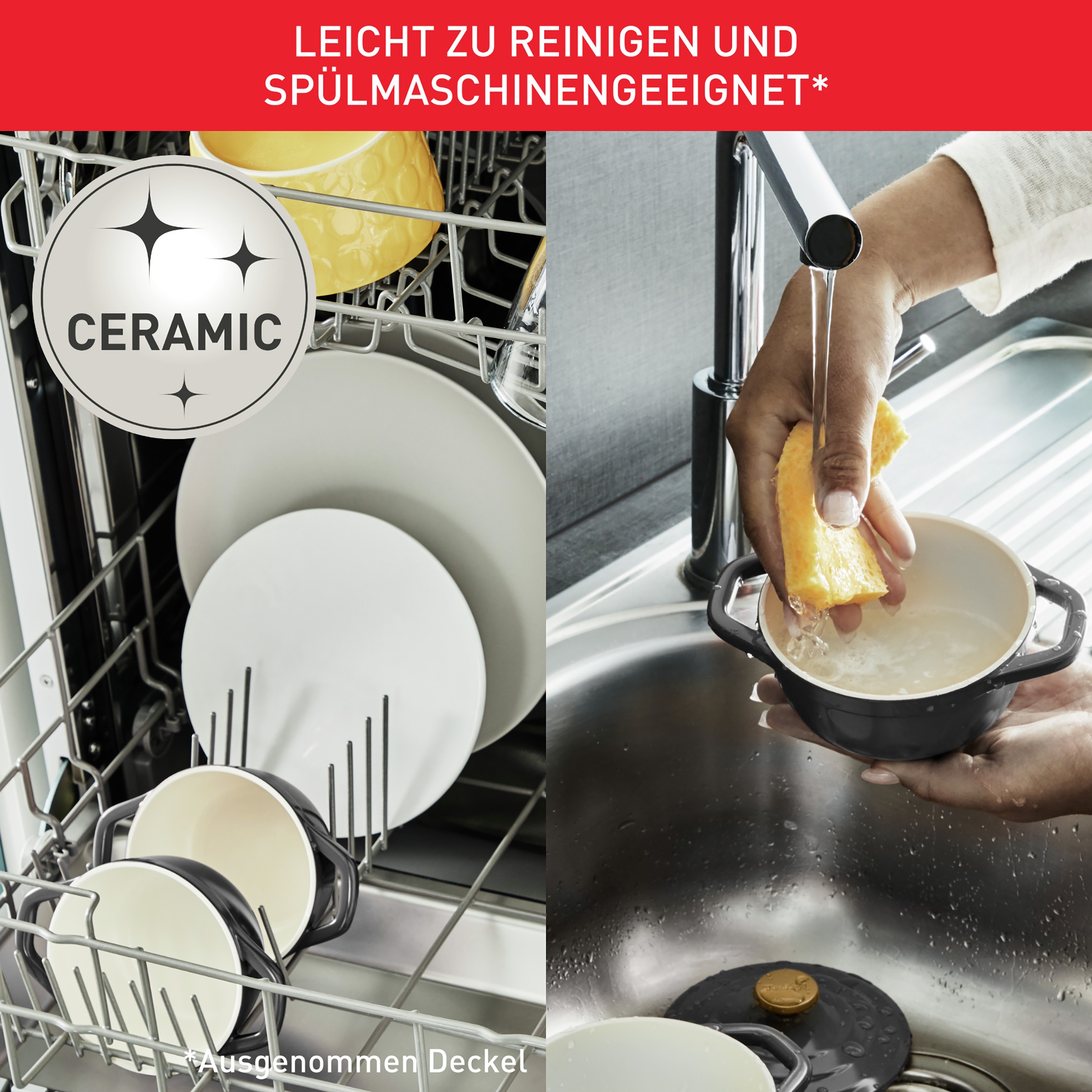 Tefal Topf-Set »Air« Aluminiumguss Set, 4 Stk. tlg. 2-tlg., 11 cm, Keramikversiegelung, Kondensationsdeckel, backofenfest