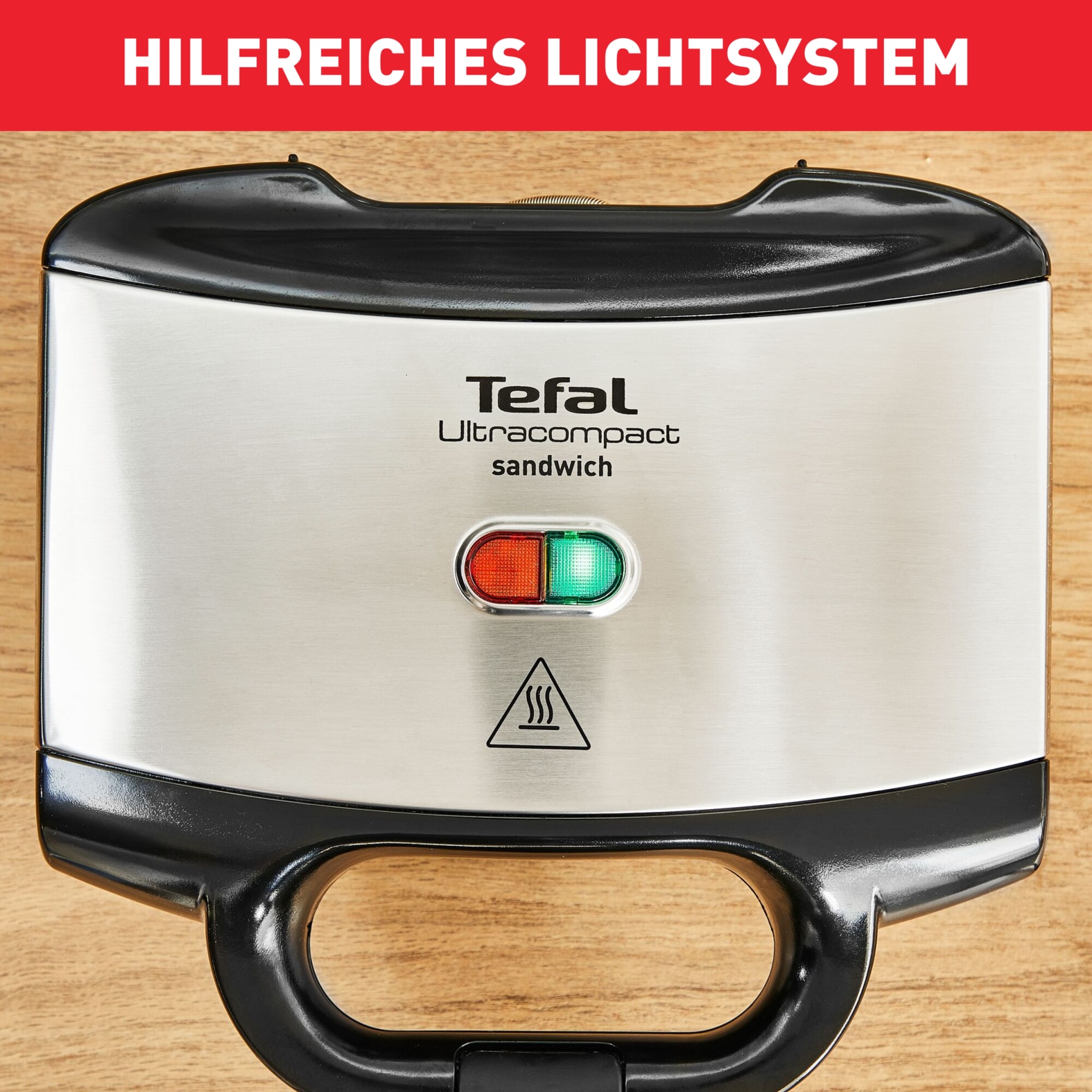 Tefal Sandwichmaker »Ultracompact, einfache Reinigung, Verriegelungstaste, isolierter Griff«, 700 W, kompakte Aufbewahrung, Maße: 26,5 x 26 x 12 cm, SM1552