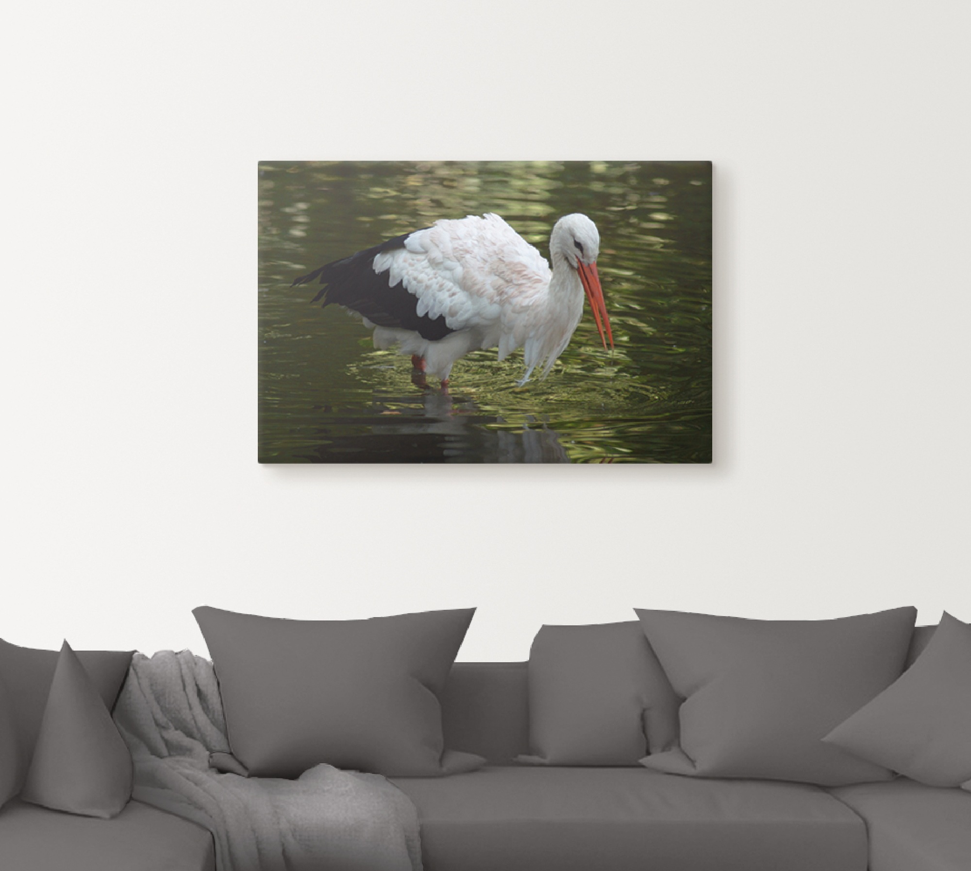 Artland Wandbild »Storch auf der Jagd«, Vögel, (1 St.), als Leinwandbild, Wandaufkleber oder Poster in versch. Größen