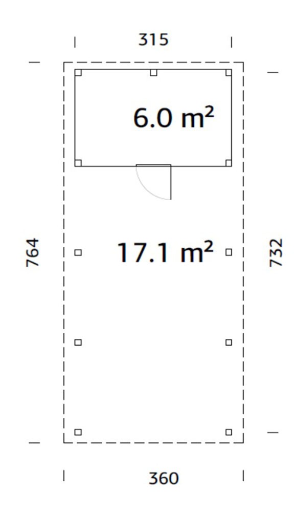 Palmako Einzelcarport »Karl mit Geräteraum« Massivholz 291 cm natur