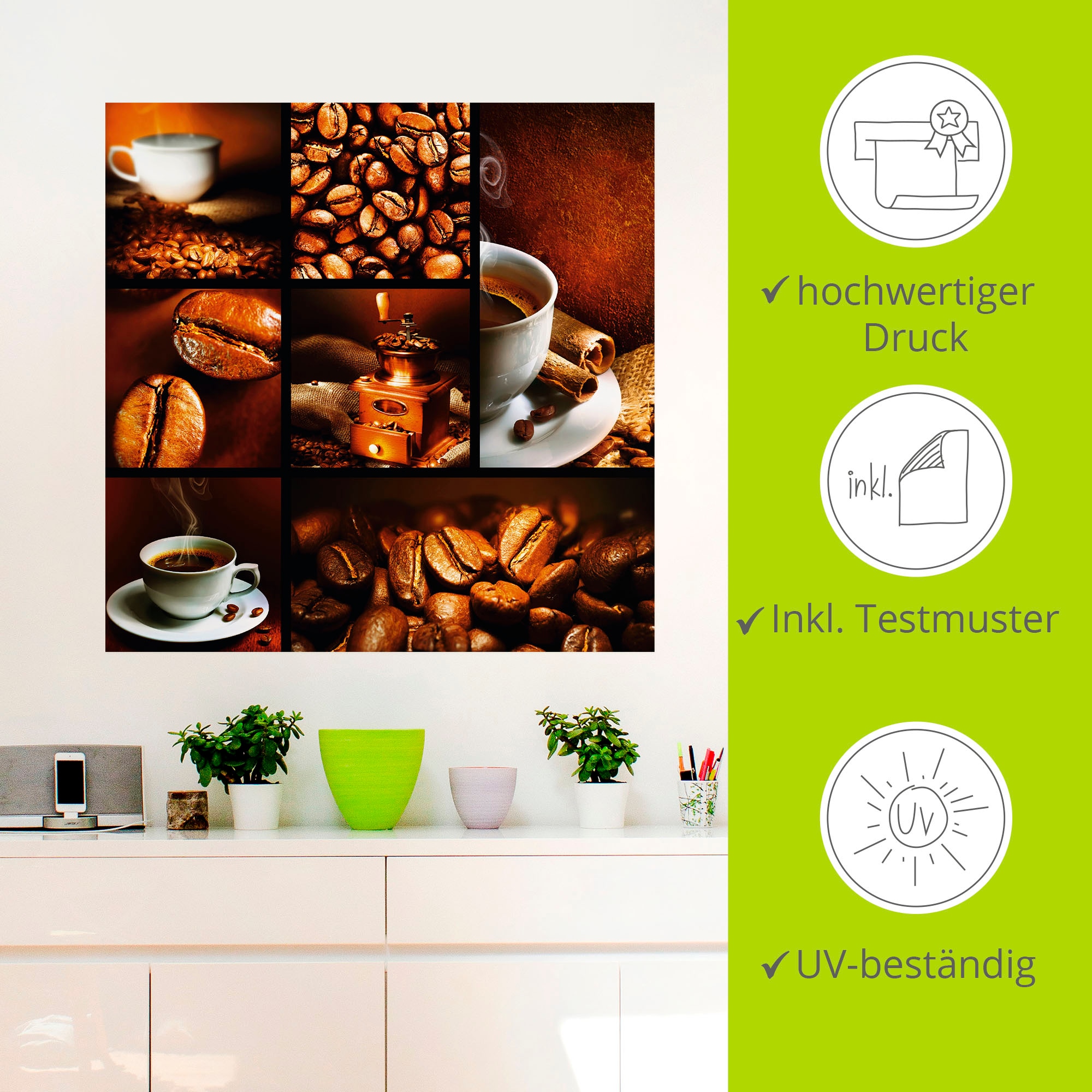 Artland Wandbild »Kaffee Collage«, Getränke, (1 St.), als Leinwandbild, Poster, Wandaufkleber in verschied. Größen