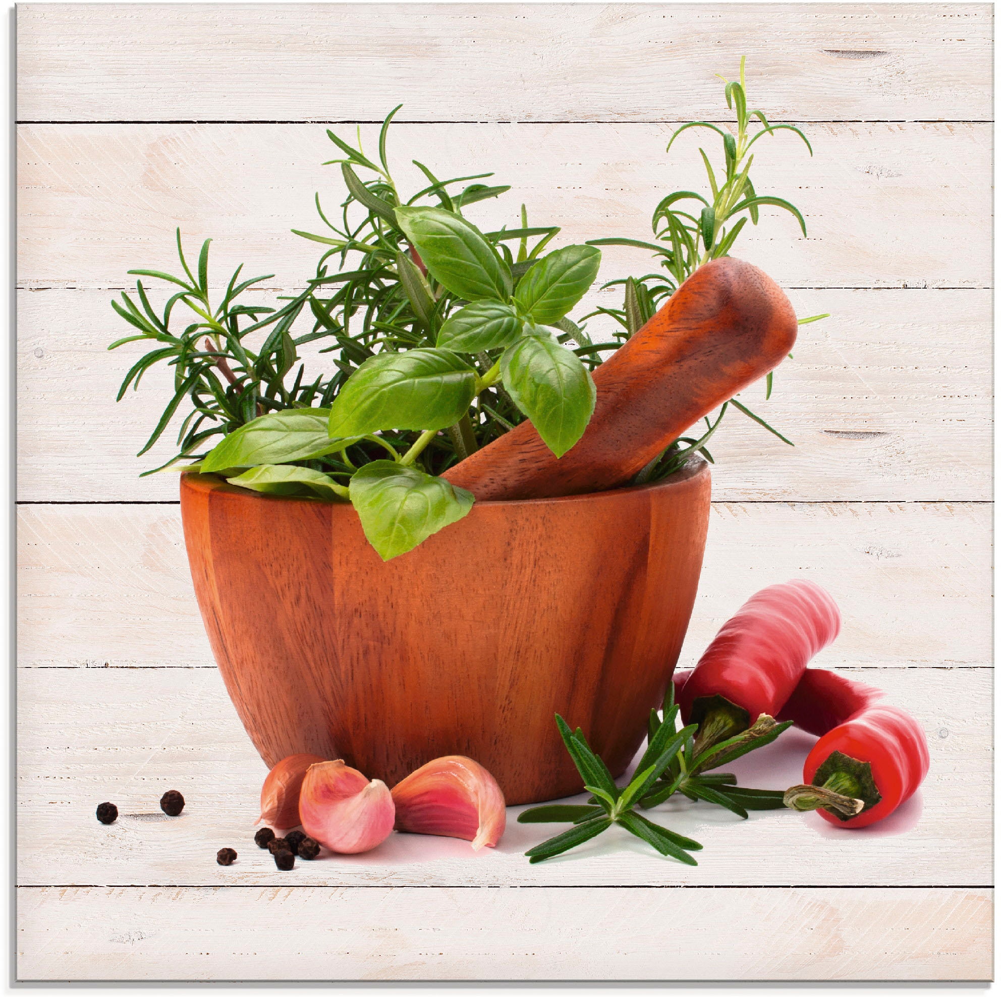 Artland Glasbild "Frische Kräuter und Gewürze" Arrangements 1 Stk. tlg. in günstig online kaufen