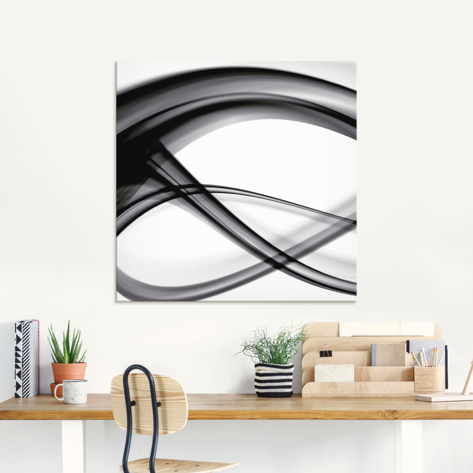 Glasbild ARTLAND "Abstrakte Komposition", schwarz (farbe bild(er): schwarz), B:125cm H:50cm, Bilder, in verschiedenen Größen 2