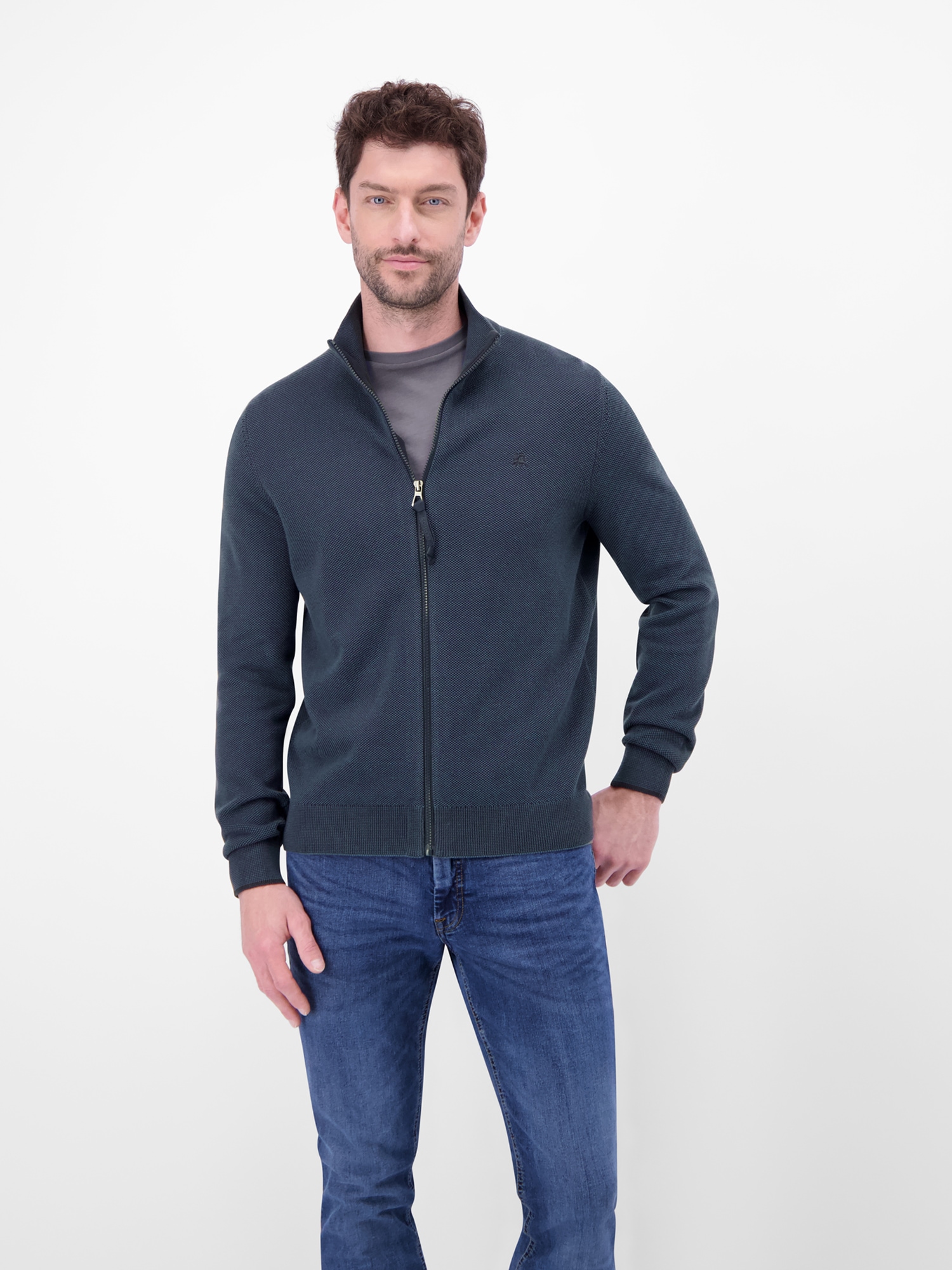 LERROS "Strickjacke mit Stehkragen in 2-Tone-Optik"