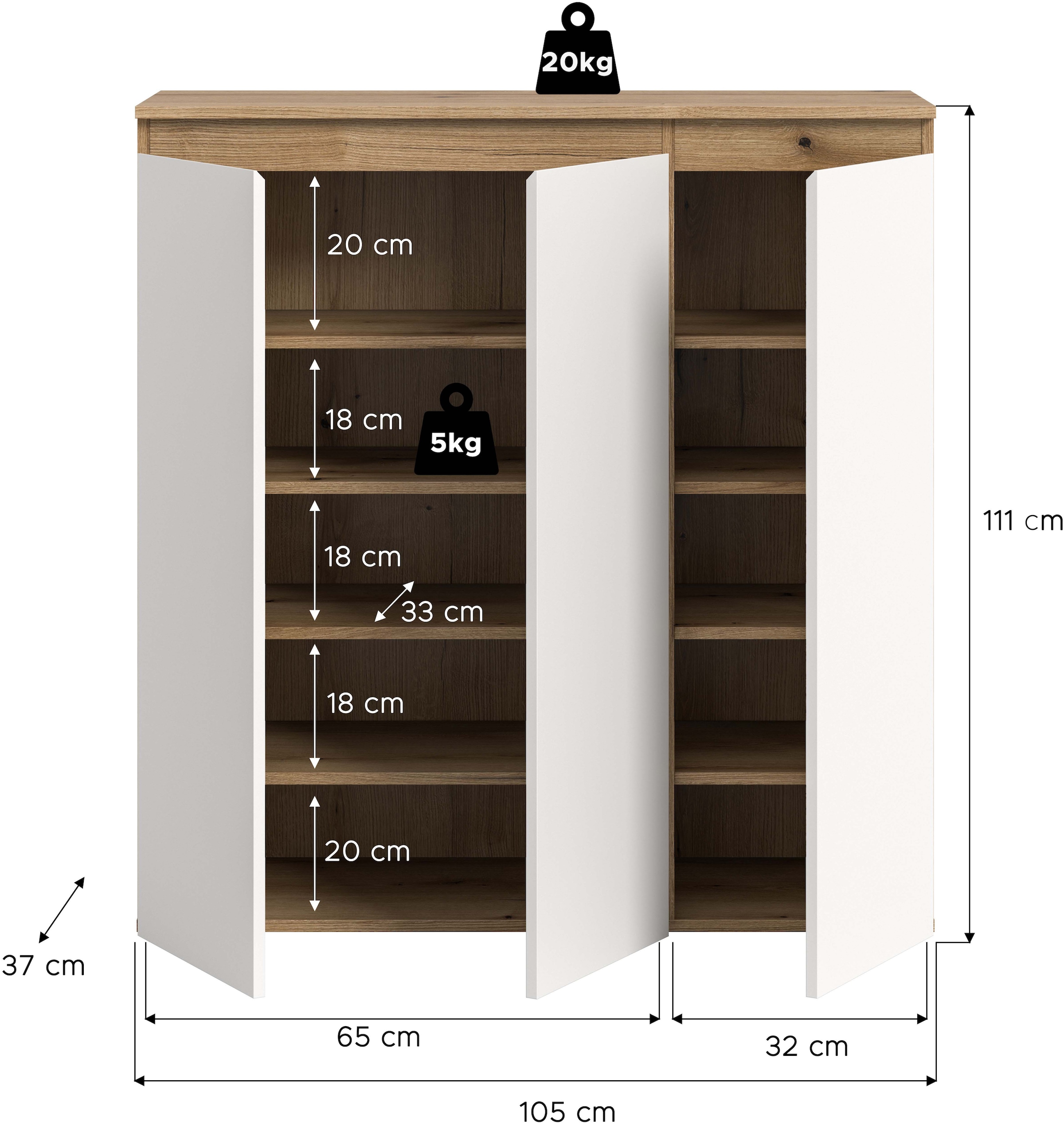Home affaire Mehrzweckschrank »CIPELA, 105x111 cm, viel Stauraum, variable Einlegeböden, universal« in vielen verschiedenen Trendfarben verfügbar, 1 Stk. tlg. Schuhschrank, Kleiderschrank, Universalschrank, Aktenschrank, Schrank