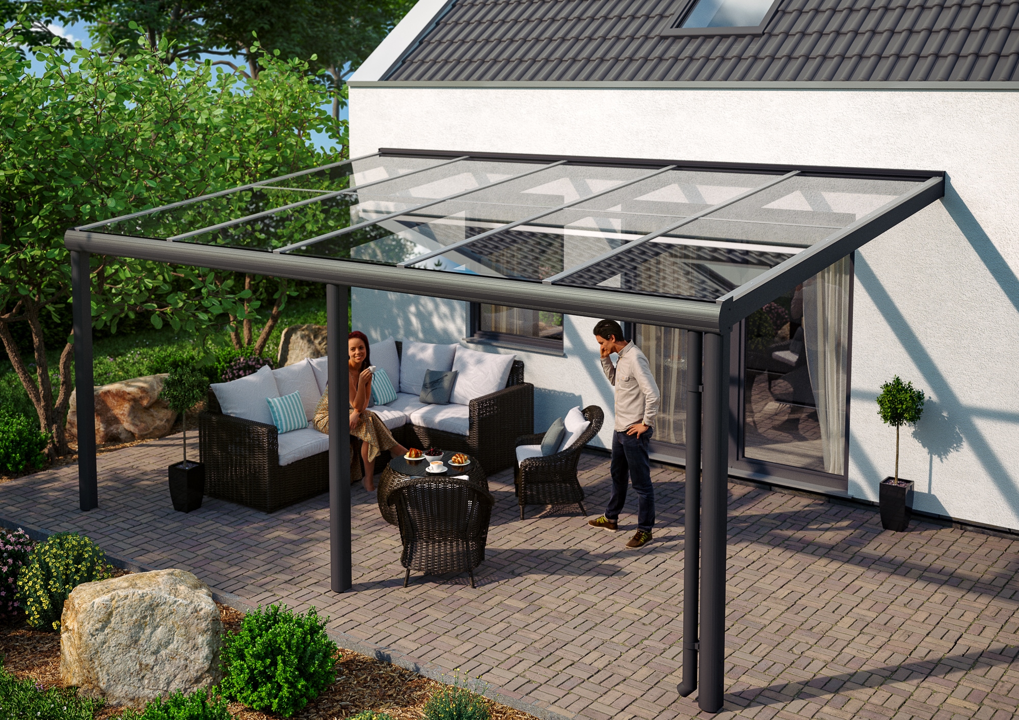 Skanholz Terrassendach »Monza«, Bedachung Verbund-Sicherheits-Glas, Aluminium