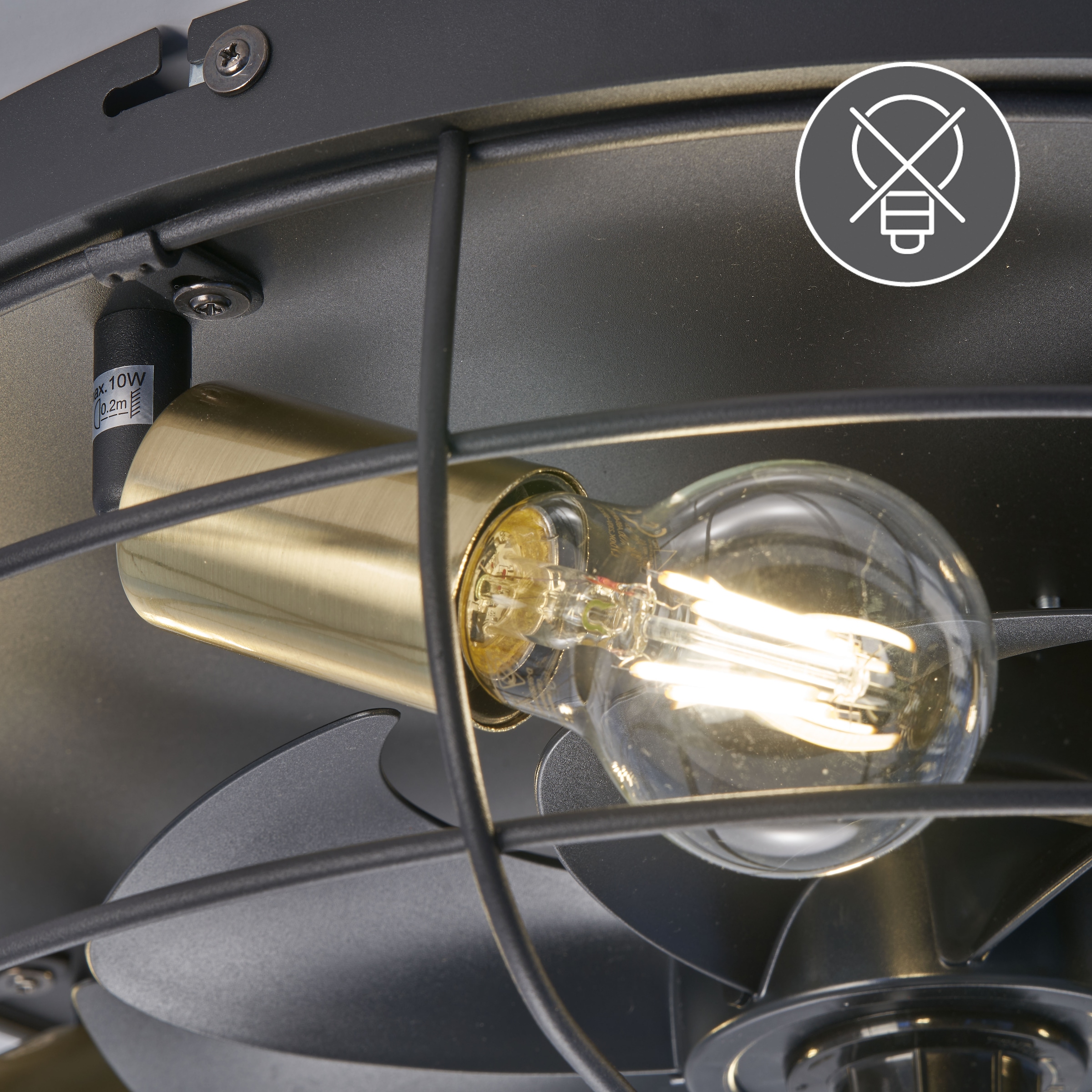 REALITY Leuchten Deckenleuchte »Trondheim Deckenventilator« E27 1 Stk. Deckenlampe Ventilator getrennt schaltbar