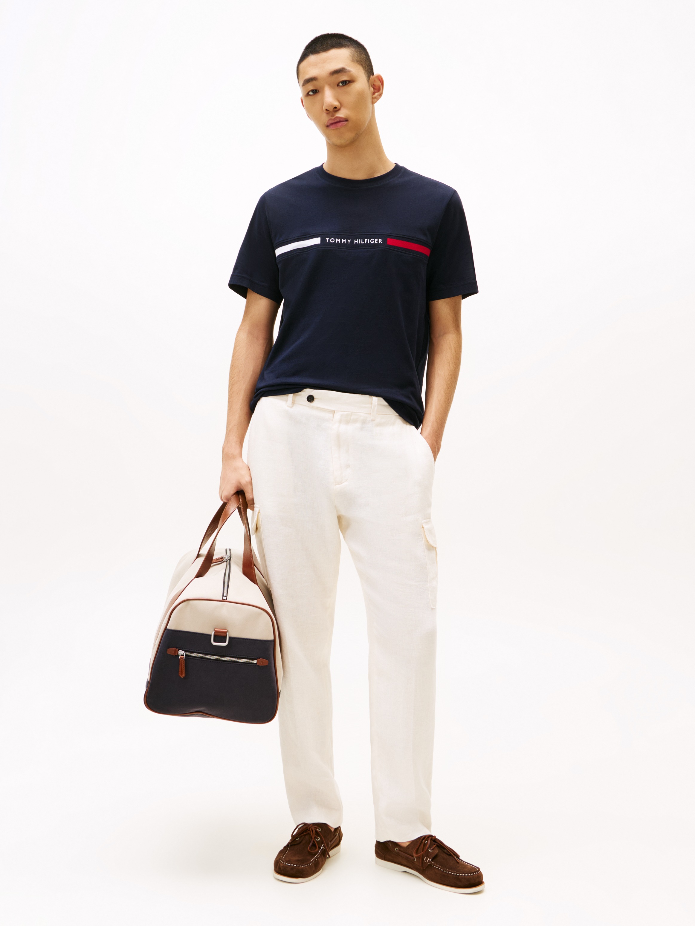 Tommy Hilfiger pour homme. MW0MW36498 T-shirt à col rond avec logo bleu marine (L), Casuel, Coton, Manche courte 2