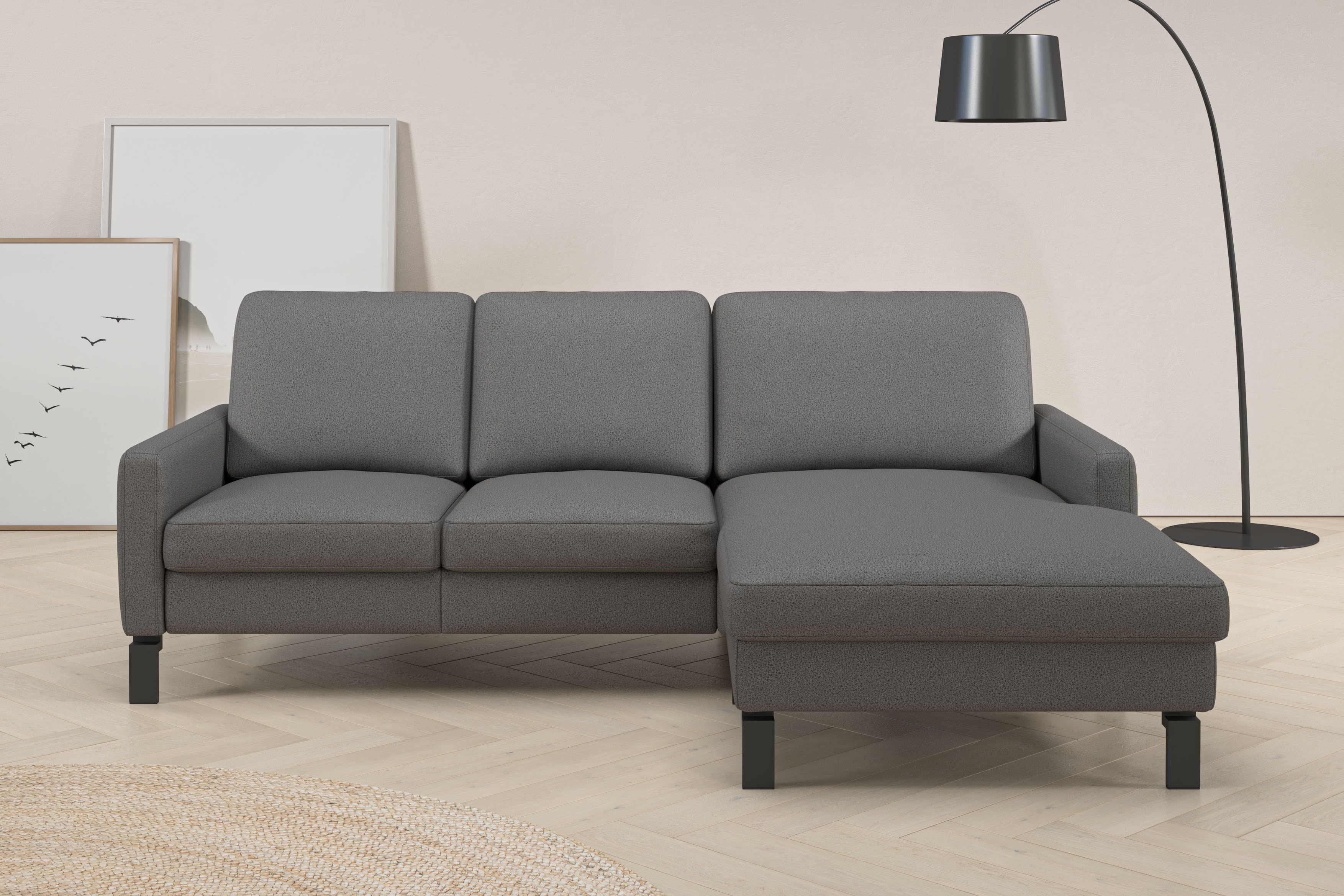 Home affaire Ecksofa "Lecce, L-Form, Federkernpolsterung, Breite 224 cm" inkl. saugroboterfreundliche Höhe & schmale Armlehnen
