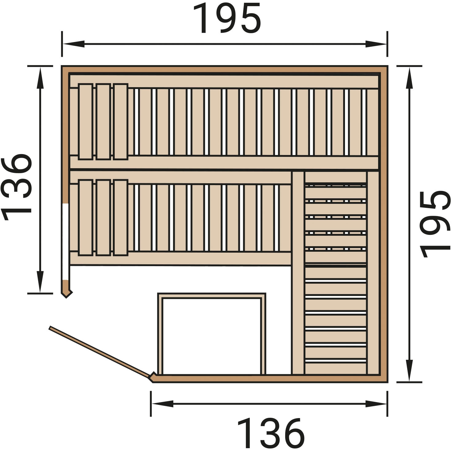weka Sauna »Design-Sauna KEMI Eck 1«, naturbelassenes Fichtenholz, Fensterelement, moderne Glastür