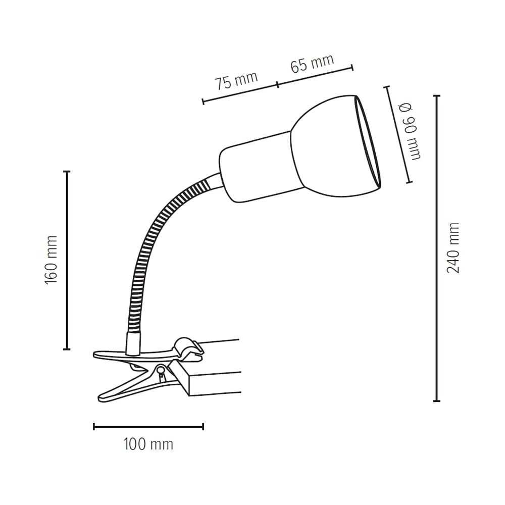 Nachhaltig, BAUR flammig-flammig, | SPOT Massivholz, Arm, 1 »SVENDA Metall flex. FLEX«, Schirm aus aus Klemmleuchte Naturprodukt Light