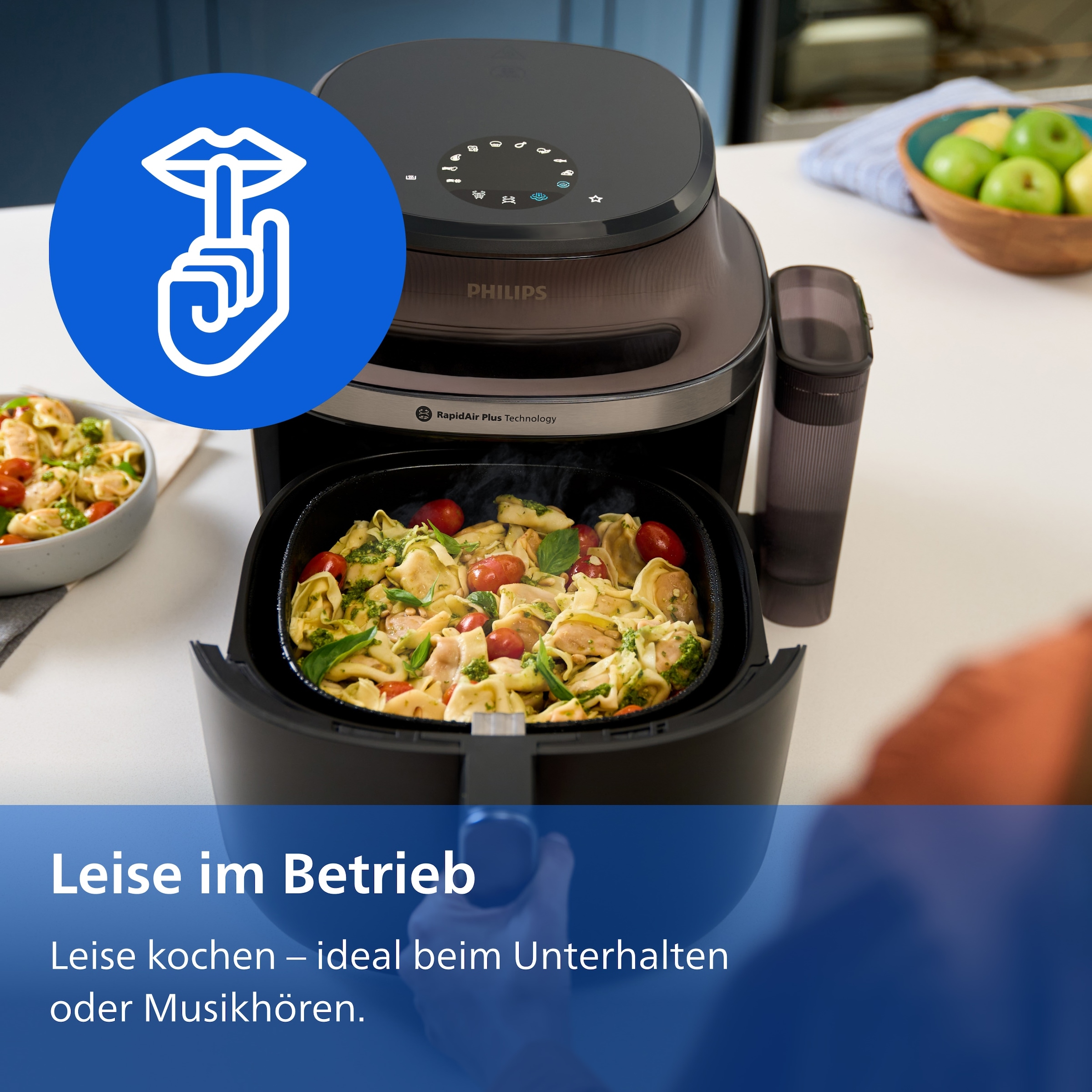 Philips Heißluftfritteuse »NA547/07 Steam Airfryer 5000 Series mit EasySlide, 7,2L Kapazität« 2000 W mit Dampfgarfunktion u. RapidAir Plus Technologie; Schwarz/Gold