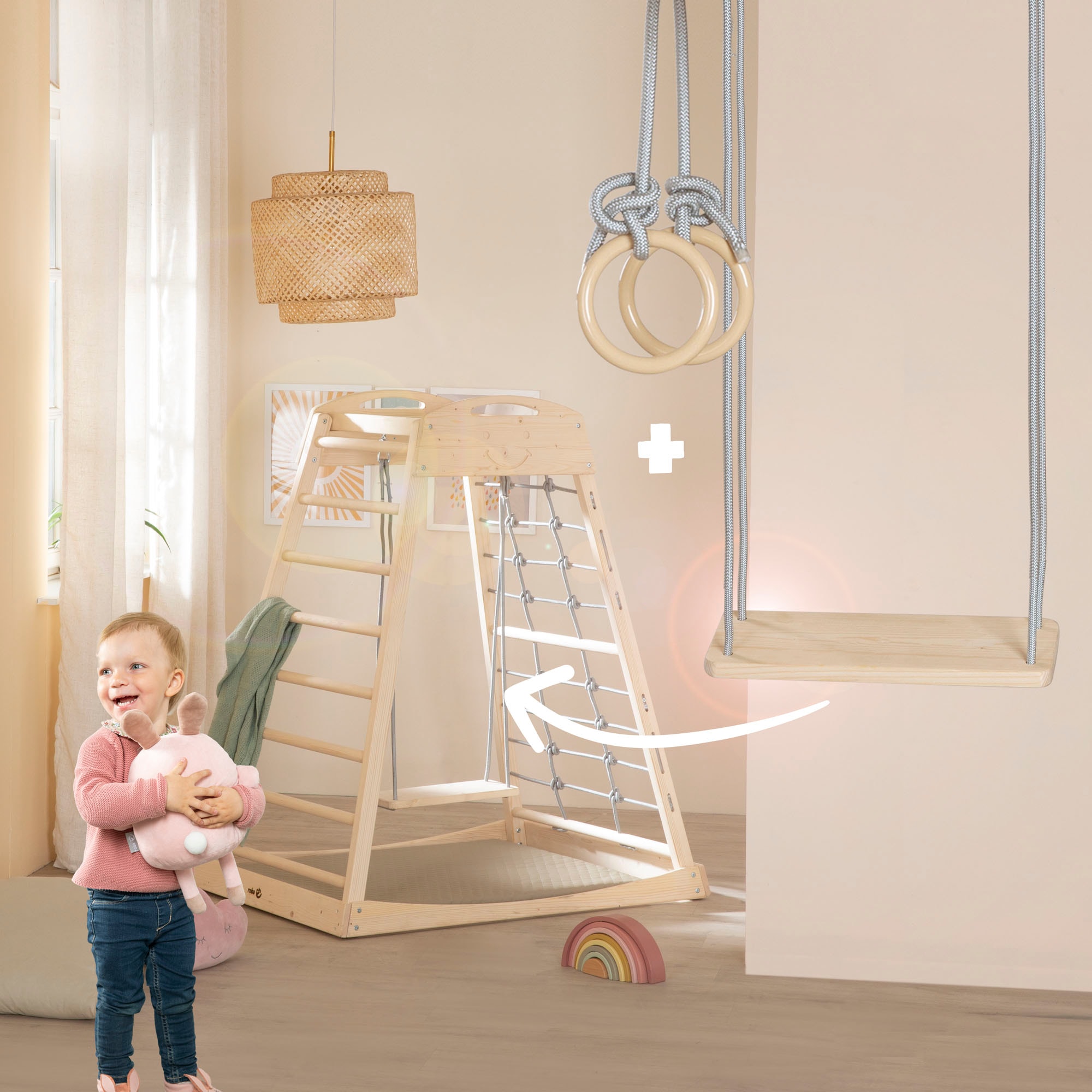 roba® Klettergerüst »Montessori Indoor Spielturm«, Belastbar bis 70 kg