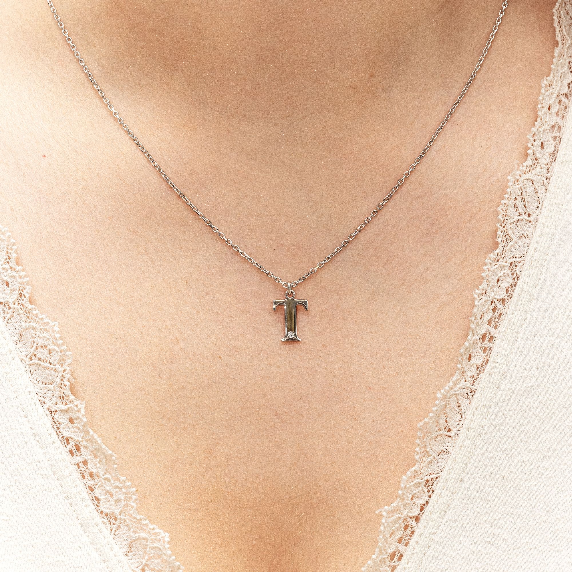 Diamonds by Ellen K. Kette mit Anhänger »Silber 925 mit 1x Diamant 0,008ct. Buchstabe T«