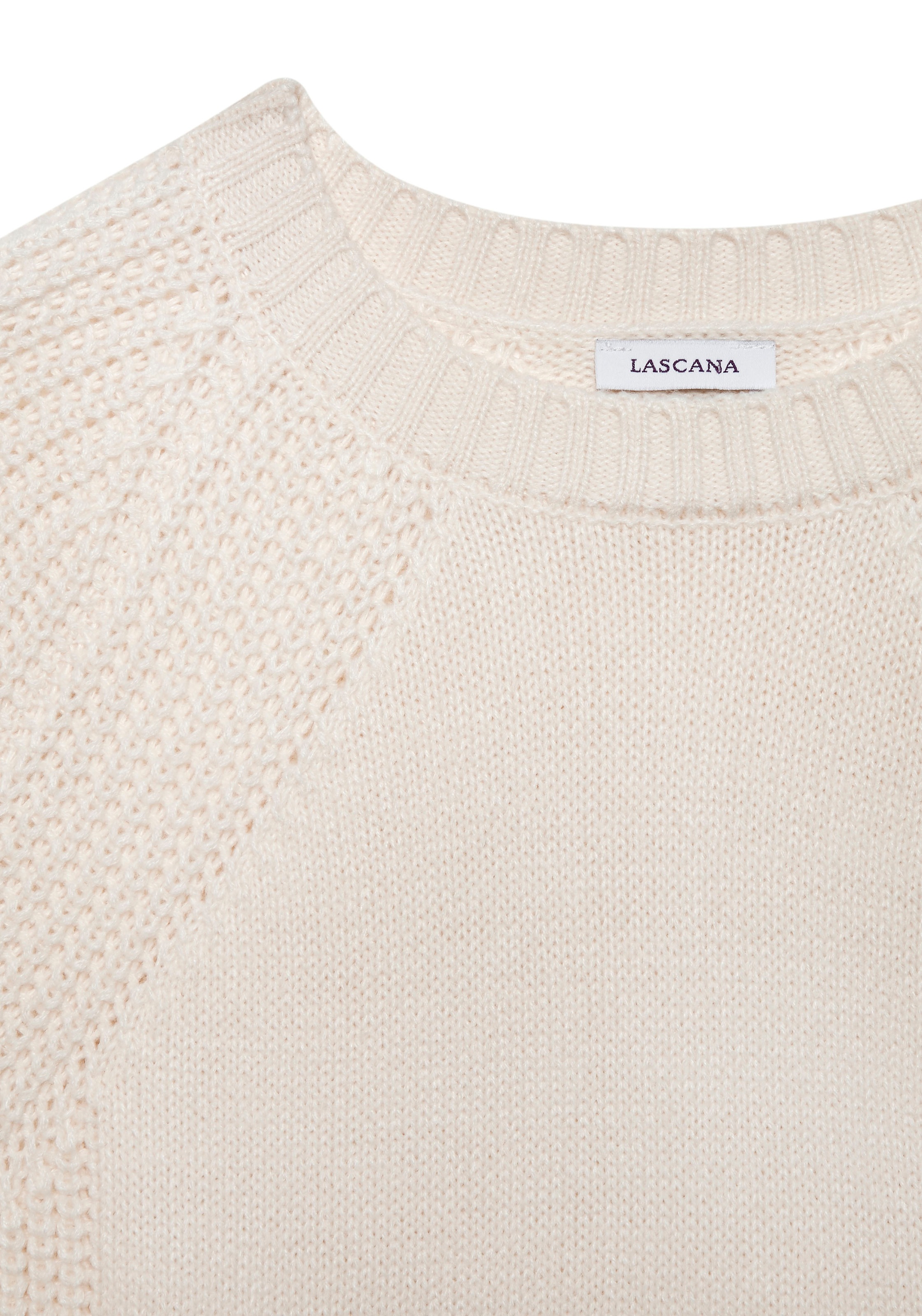 LASCANA Strickpullover, mit Grobstrick-Details, Damen Pullover mit Rundhals