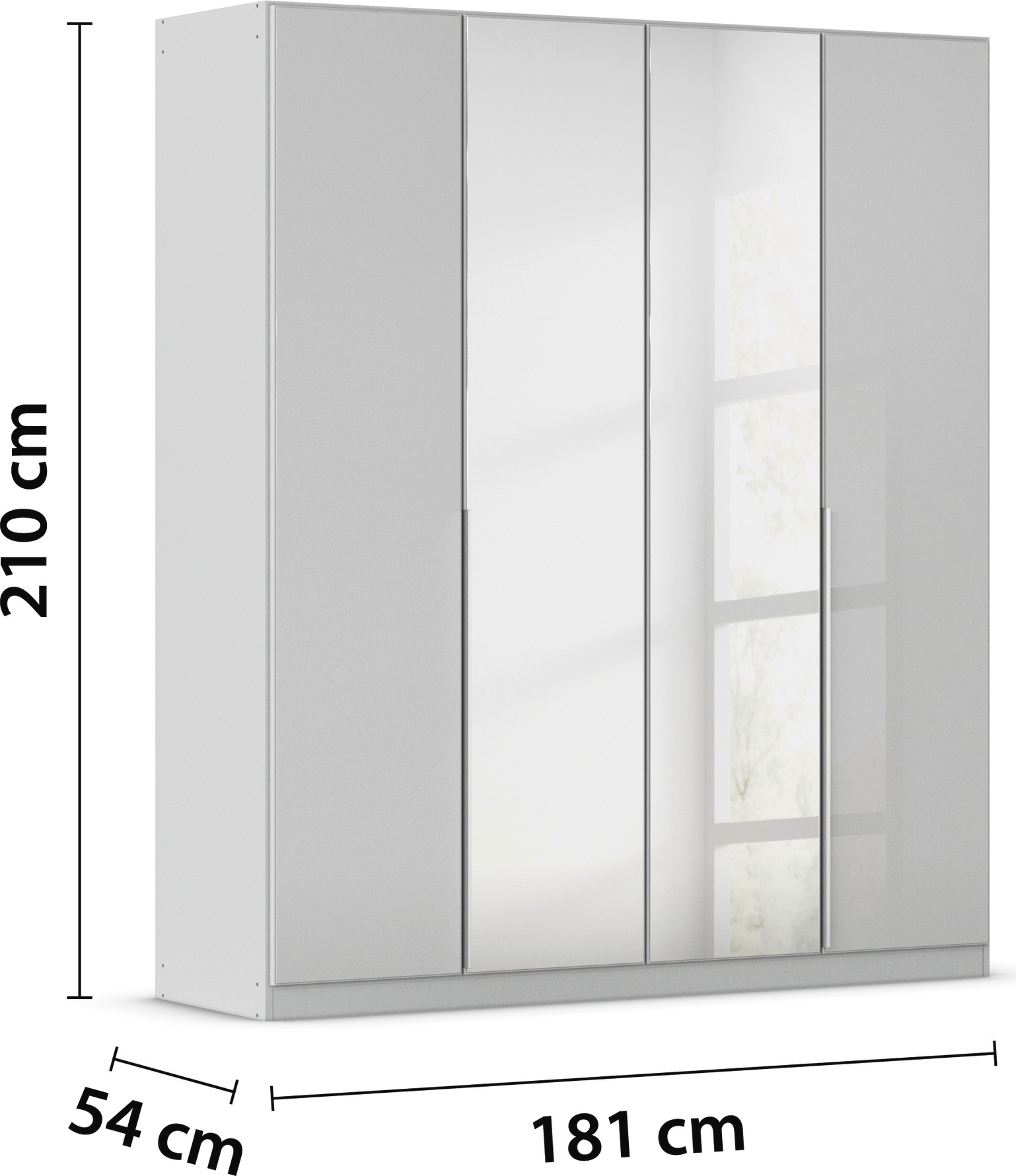rauch Drehtürenschrank »Kleiderschrank Kleiderschränke Schrank Garderobe AGORDO mit Glasfront«, (in zwei Griff-Farben), durchdachte Innenausstattung, in 6 Breiten und 2 Höhen MADE IN GERMANY