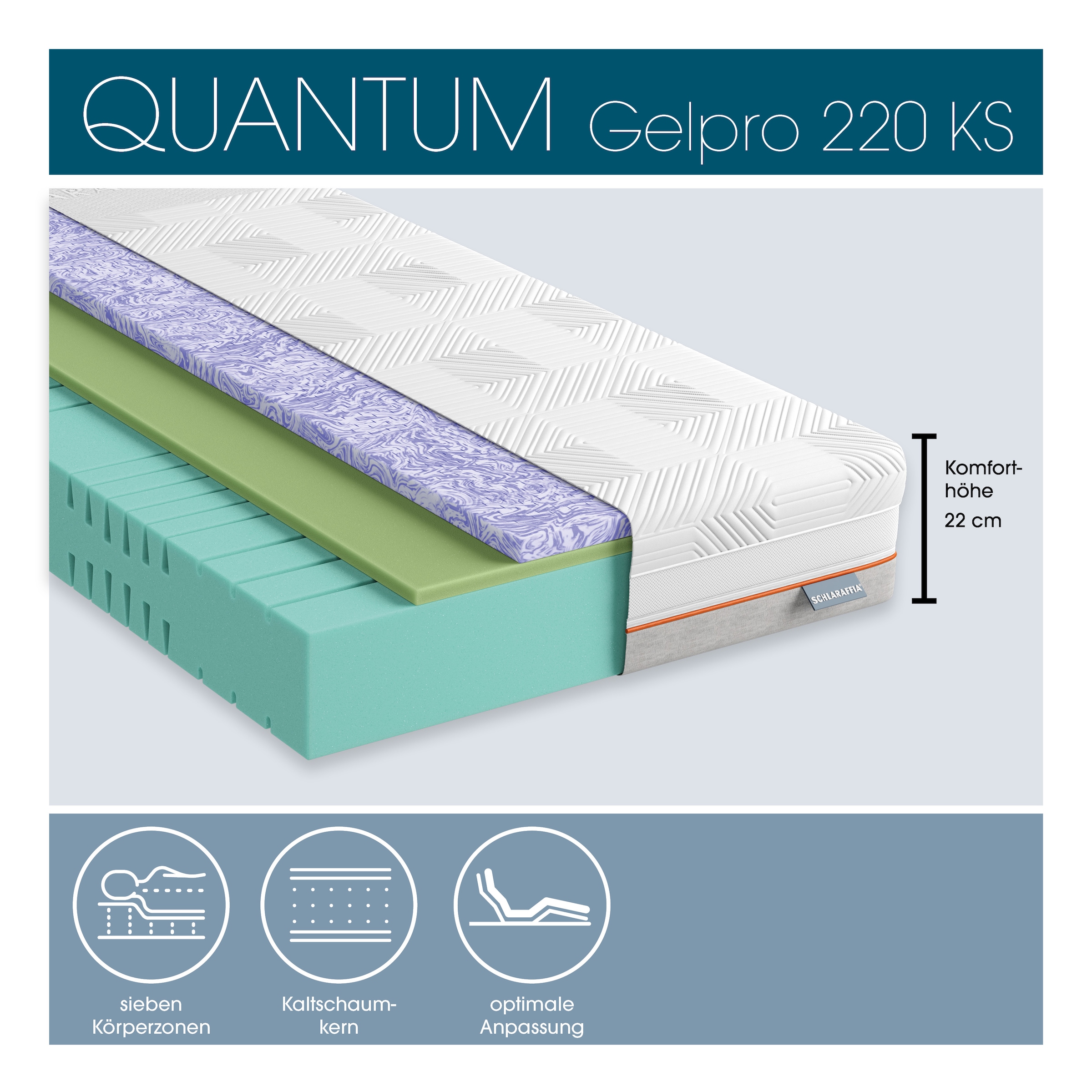 Schlaraffia Kaltschaummatratze »GelPro Quantum 220« 22 cm hoch Raumgewicht: 40 kg/m³ 1 Stk. tlg.