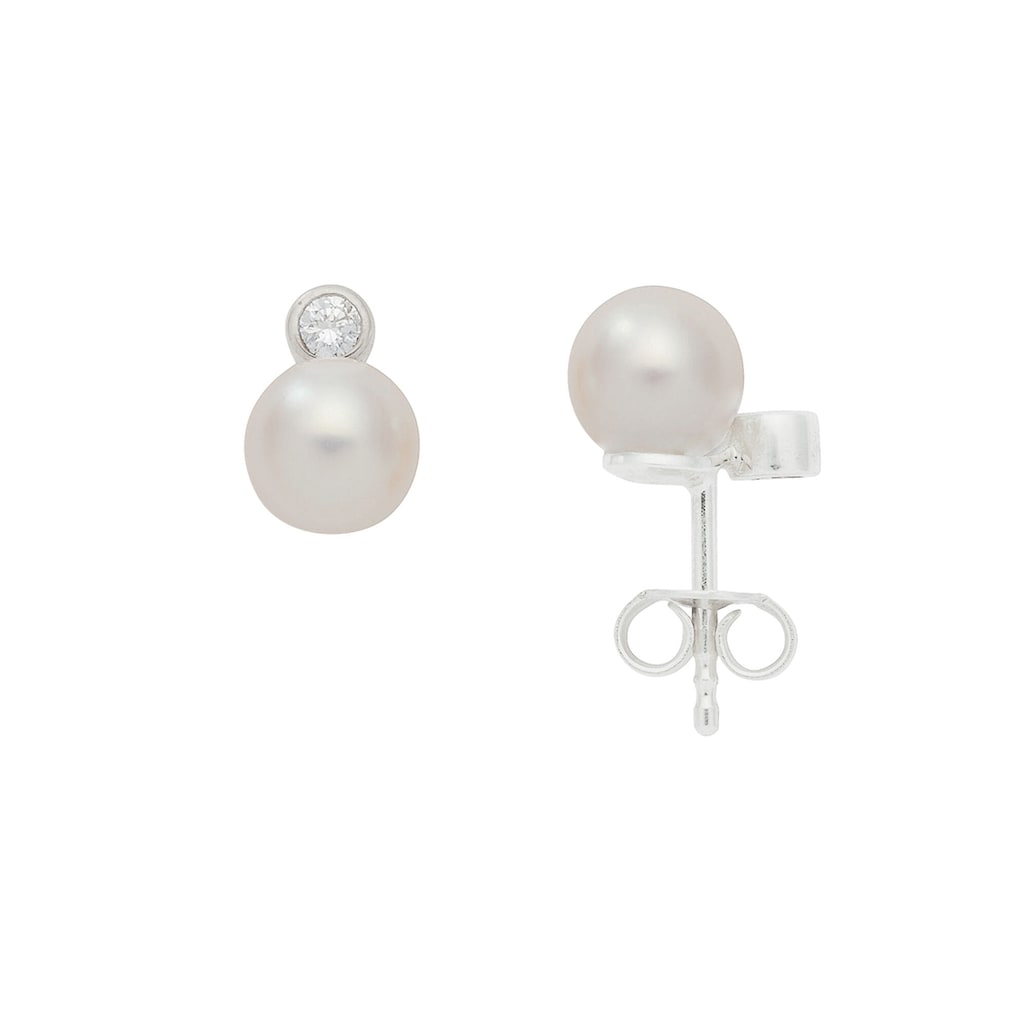 Adelia´s Paar Ohrhänger »585 Weißgold Ohrringe Ohrstecker« mit Süßwasser Zuchtperle Goldschmuck für Damen