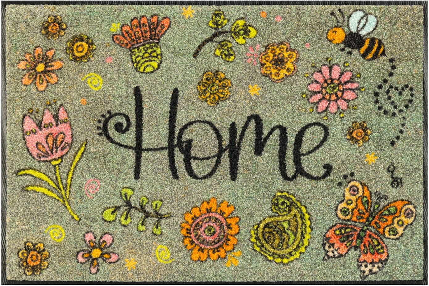 Fußmatte, B:50cm H:7mm L:75cm, grün, WASH+DRY BY KLEEN-TEX, Polyamid, Flur, Teppiche