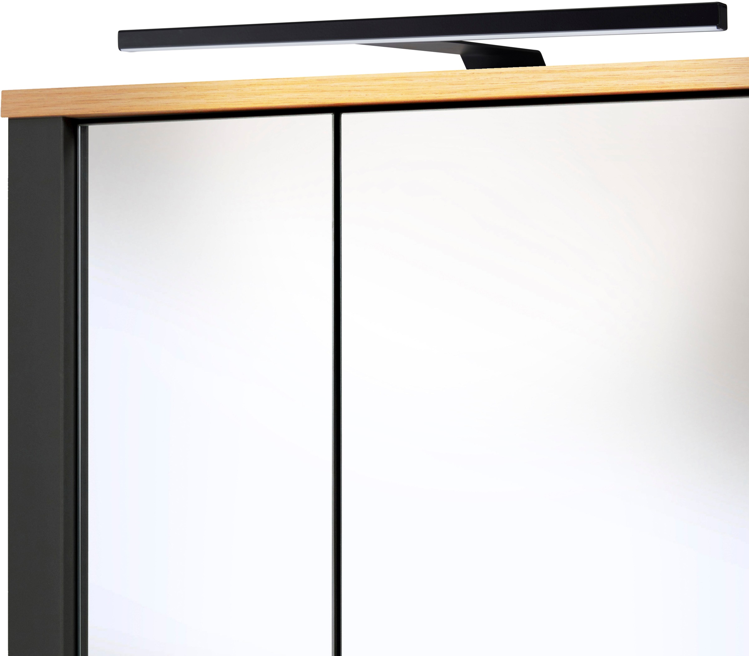 Inter Link Spiegelleuchte »Pienza, Schwarz, moderne Badbeleuchtung, 33,5 x 16,5 x 3,2 cm« LED-Board 1 Stk. Neutralweiß LED-Leuchte mit Steckdose für Spiegelschrank Carbona