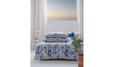 Bettwäsche »Azzuro«, Handgemalte blau-weiße Kacheln im Amalfi-Style, GOTS zertifiziert