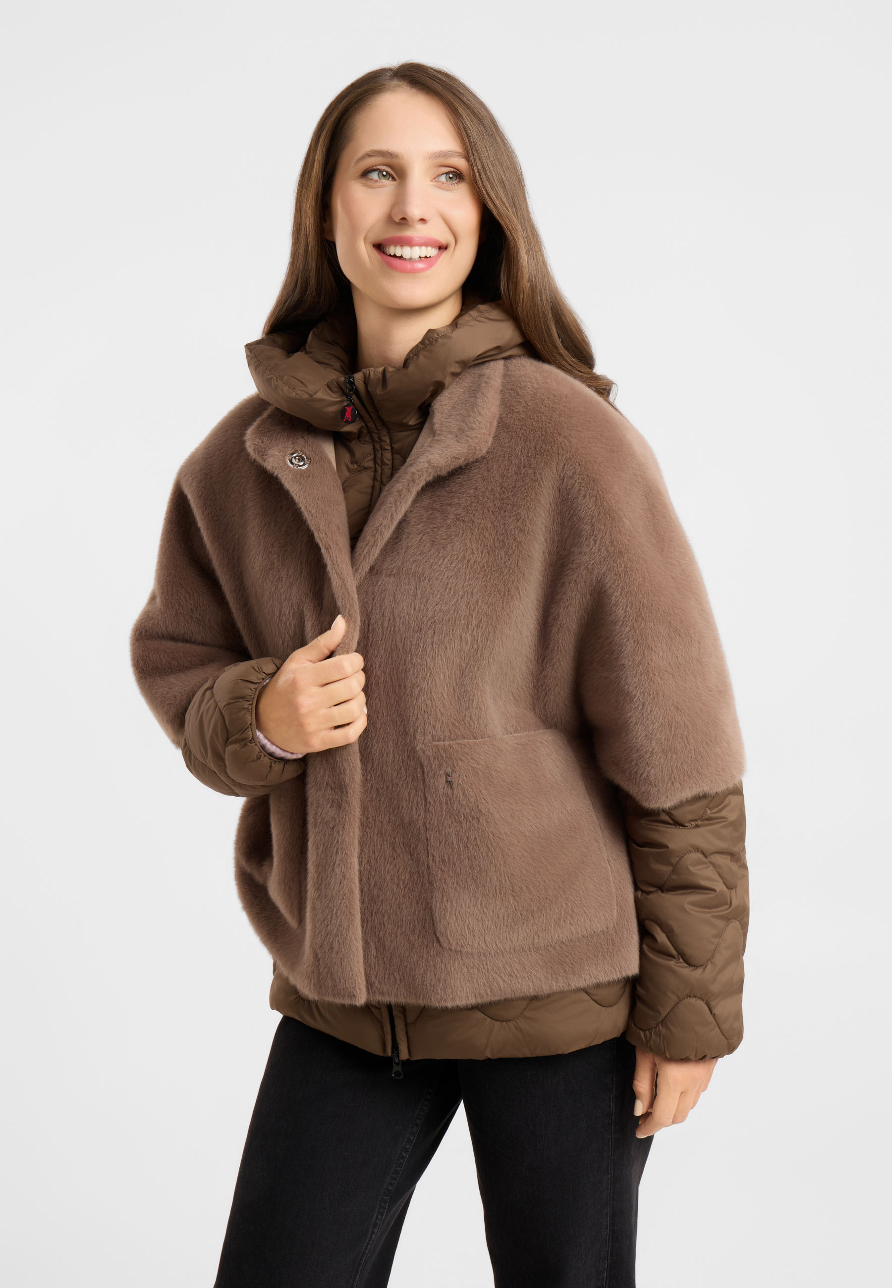 Frieda & Freddies Winterjacke "Frieda & Freddies 2-in-1 Steppjacke mit Fake-Fur-Cape"