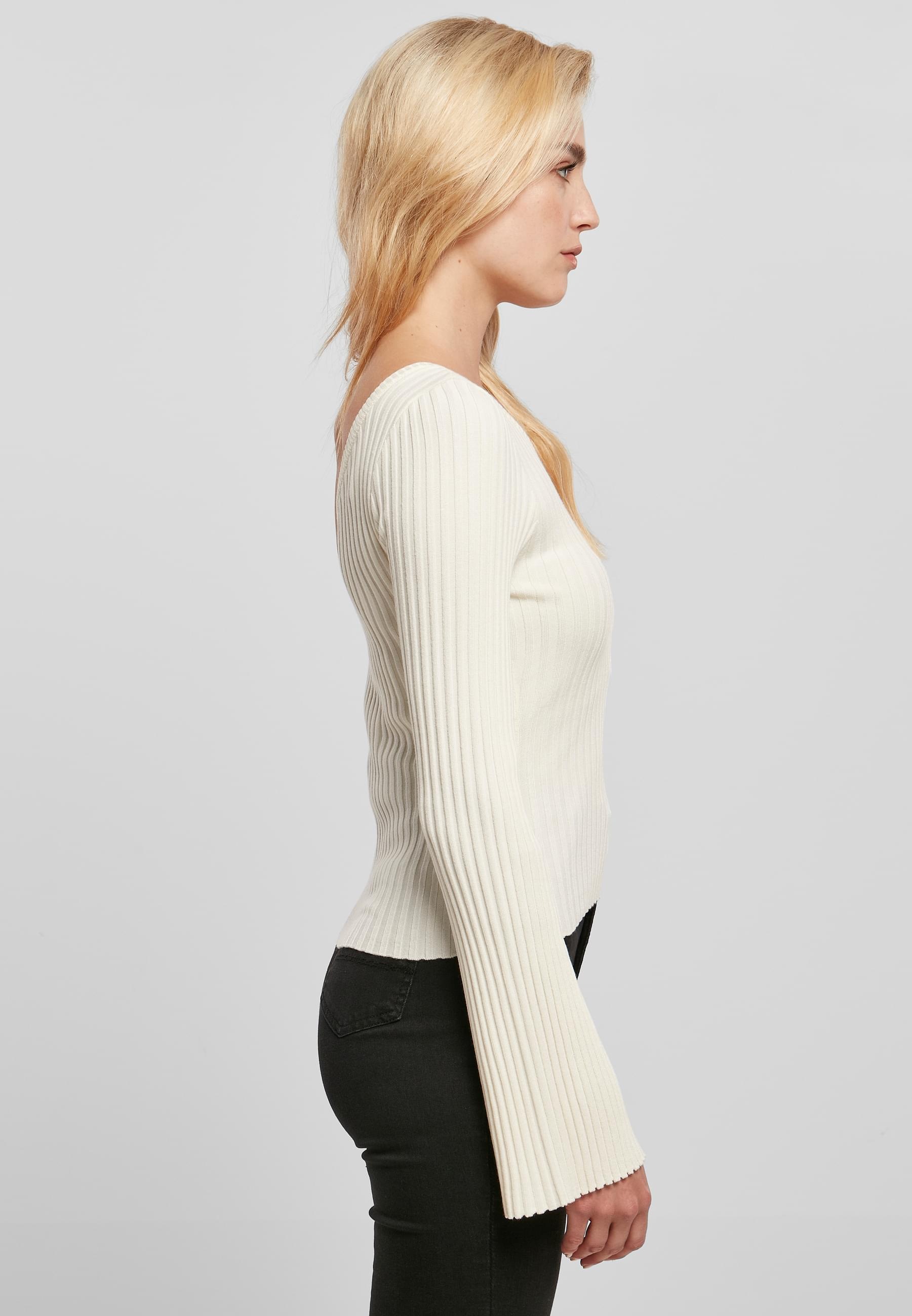 URBAN CLASSICS Rundhalspullover »Urban Classics Damen Ladies Short Rib Knit One Sleeve Sweater«, (1 tlg.)