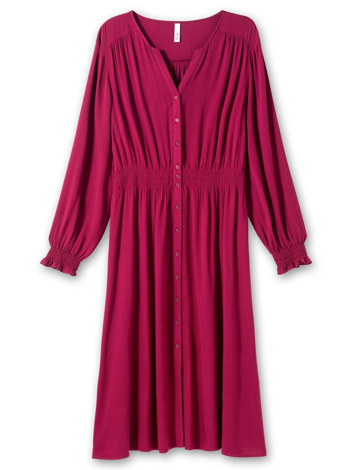 für Größen«, mit | Smok-Details, Sheego BAUR »Große A-Linien-Kleid bestellen aus Viskose