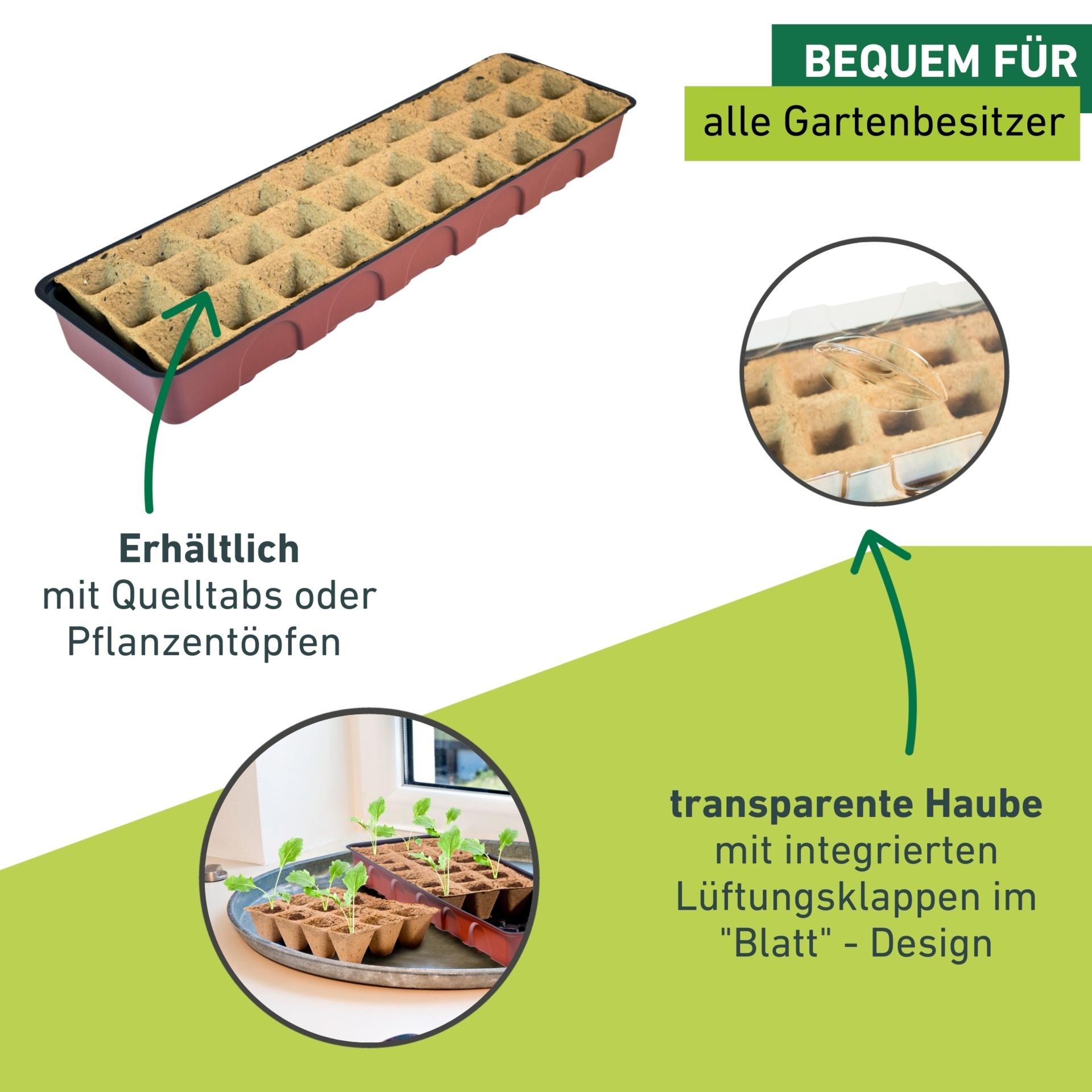 Windhager Gewächshaus »Fensterbank-Treibhaus inkl. 30 Anzuchttöpfe« Zimmer Pflanzen Anzucht, 16,5 x 54,4 x 12 cm, terracotta