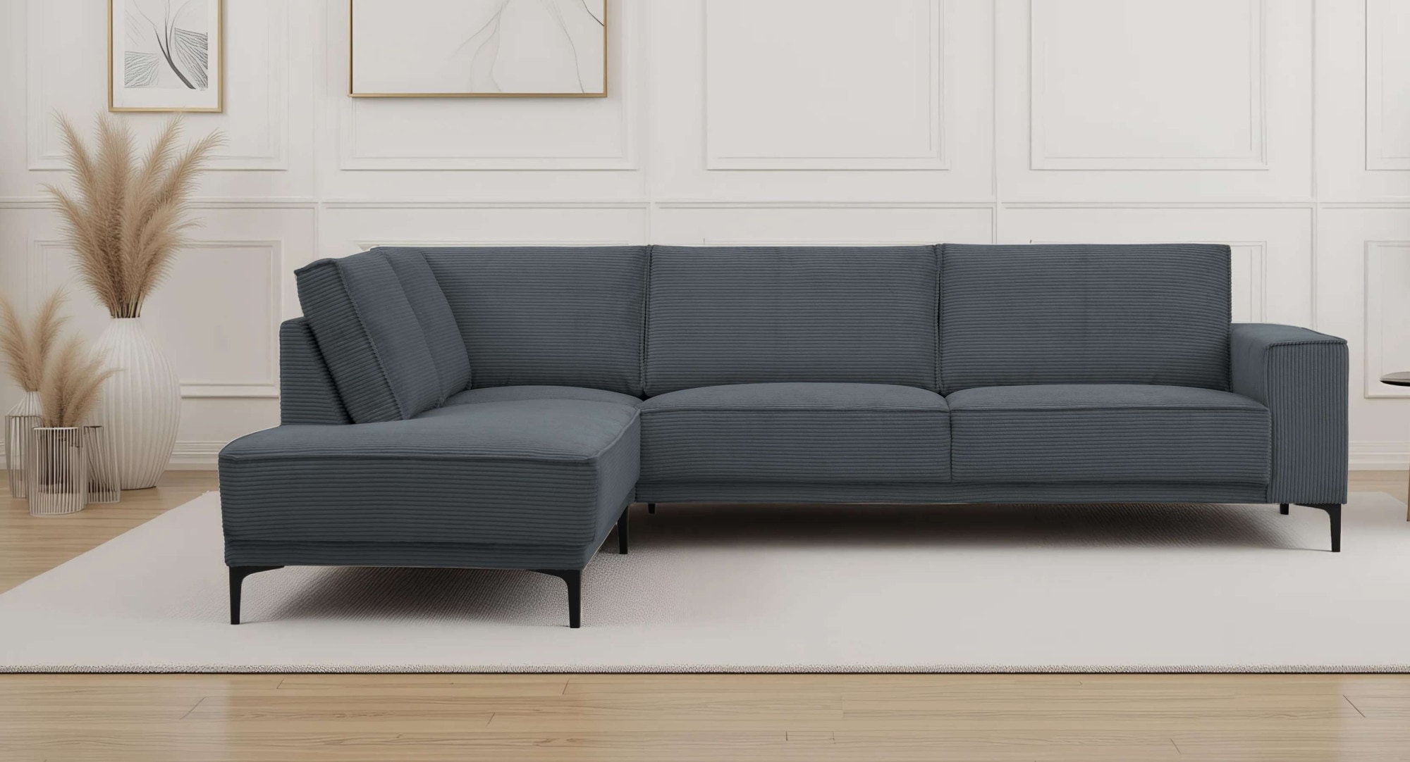 OTTO home Ecksofa "OLAND Cord L-Form, B: 289 cm, Skandi-Design" Struktur, Flachgewebe, Luxus-Microfaser, Boucle