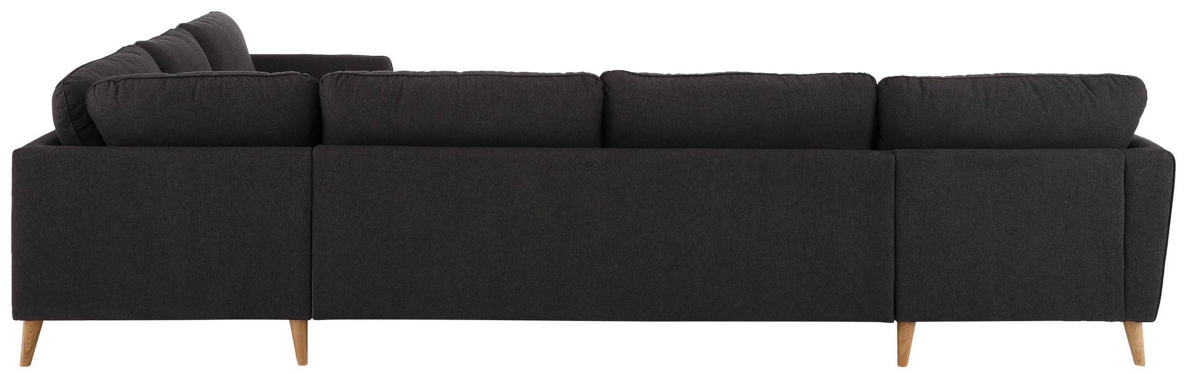 Home affaire Wohnlandschaft »MARSEILLE XXL 349cm, U-Form, Ottomane rechts/links wählbar«, Massivholzbeine Eiche, Landhausstil, Wellenunterfederung