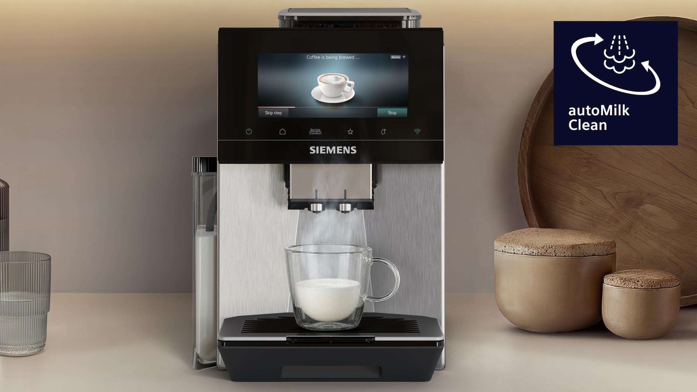 SIEMENS Kaffeevollautomat »TQ923E43« farbiges 6.8'' TFT-Display, individuelle Aromaeinstellung, Edelstahl