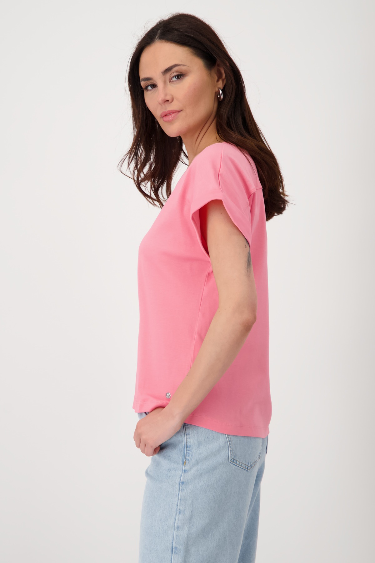 Thumbnail - Monari Rundhalsshirt "Shirt Basic Pima uni" mit Ärmelaufschlag