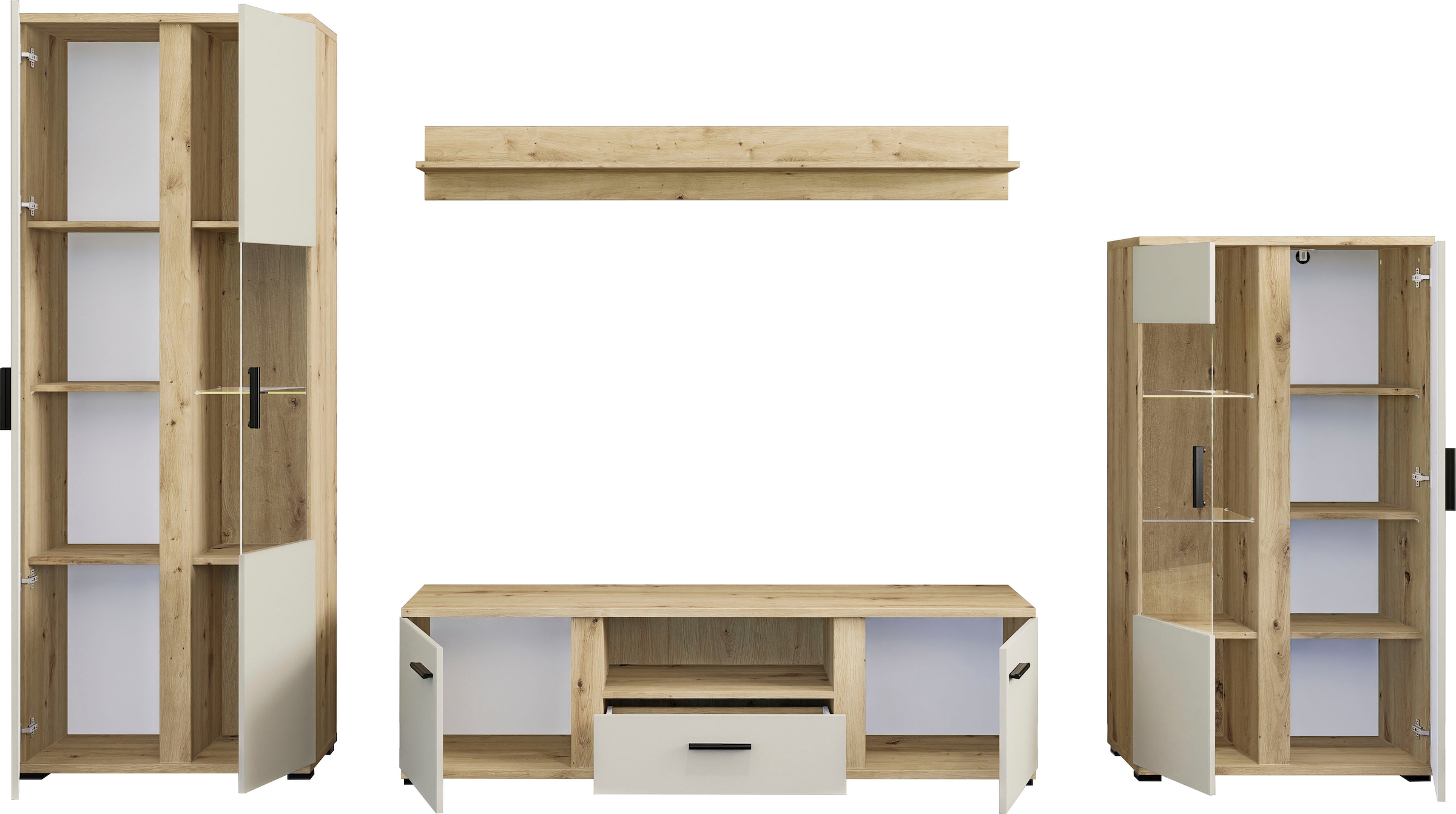 HBZ Wohnwand »Kanada Wohnwand, BxHxT 340x196x40«, (4 St.), Breite 340cm, Unterflurauszug, Melaminbeschichtung
