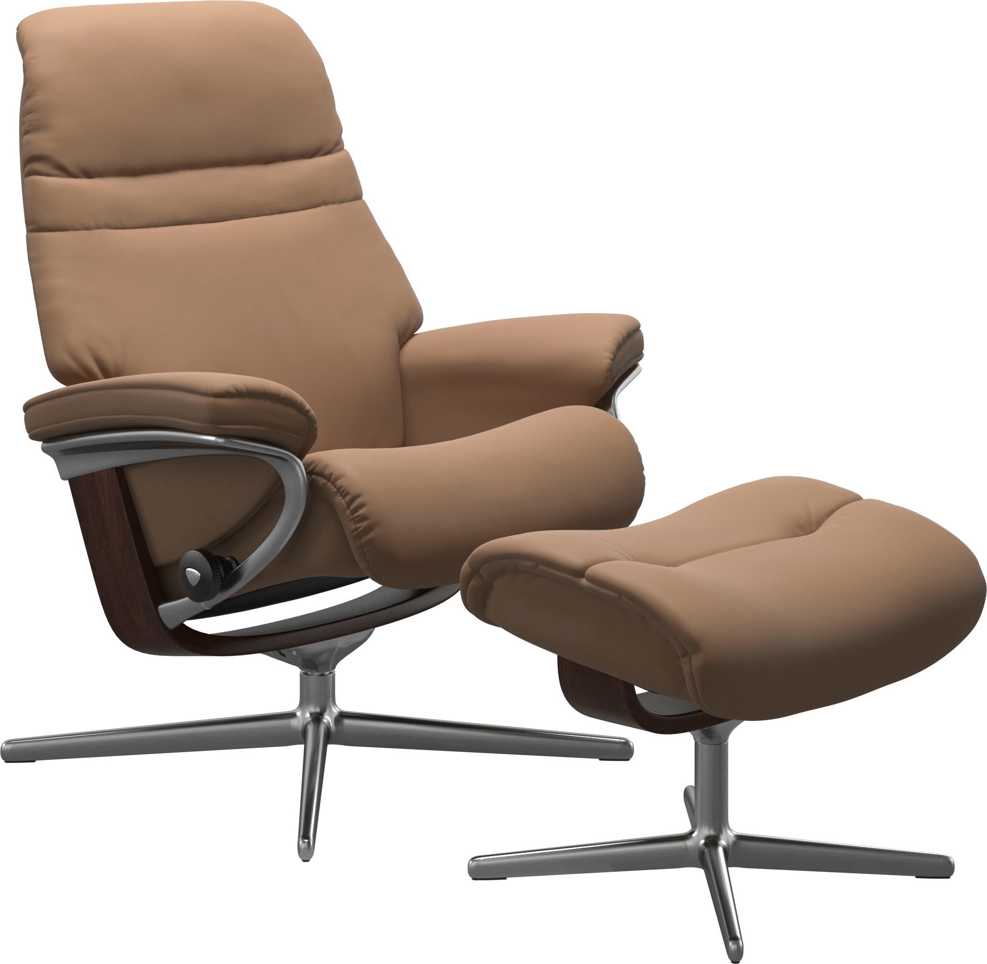 Relaxsessel STRESSLESS "Sunrise", braun (latte batick), B:83cm H:105cm T:74cm, Leder BATICK: BATICK ist ein leicht korrigiertes, durchgefärbtes und genarbtes Möbelleder, bei dem die meisten Unebenheiten und Spuren in der Regel entfernt wurden., Sessel, Re 4