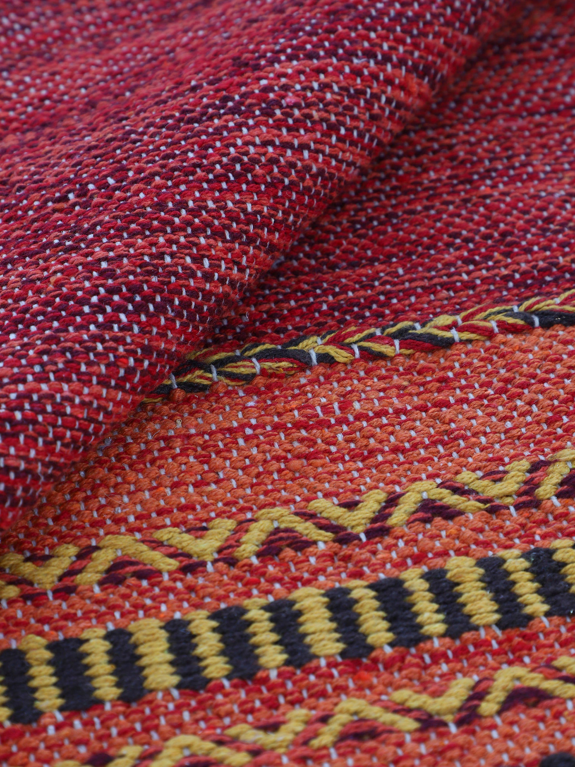 Teppich CARPETFINE "Kelim Azizi, auch als Läufer erhältlich", rot, B:80cm H:5mm L:500cm, Baumwolle, Teppiche, Teppich, handgewebt, Baumwolle, Wendeteppich mit Fransen, Fleckerl, Wohnzimmer 3