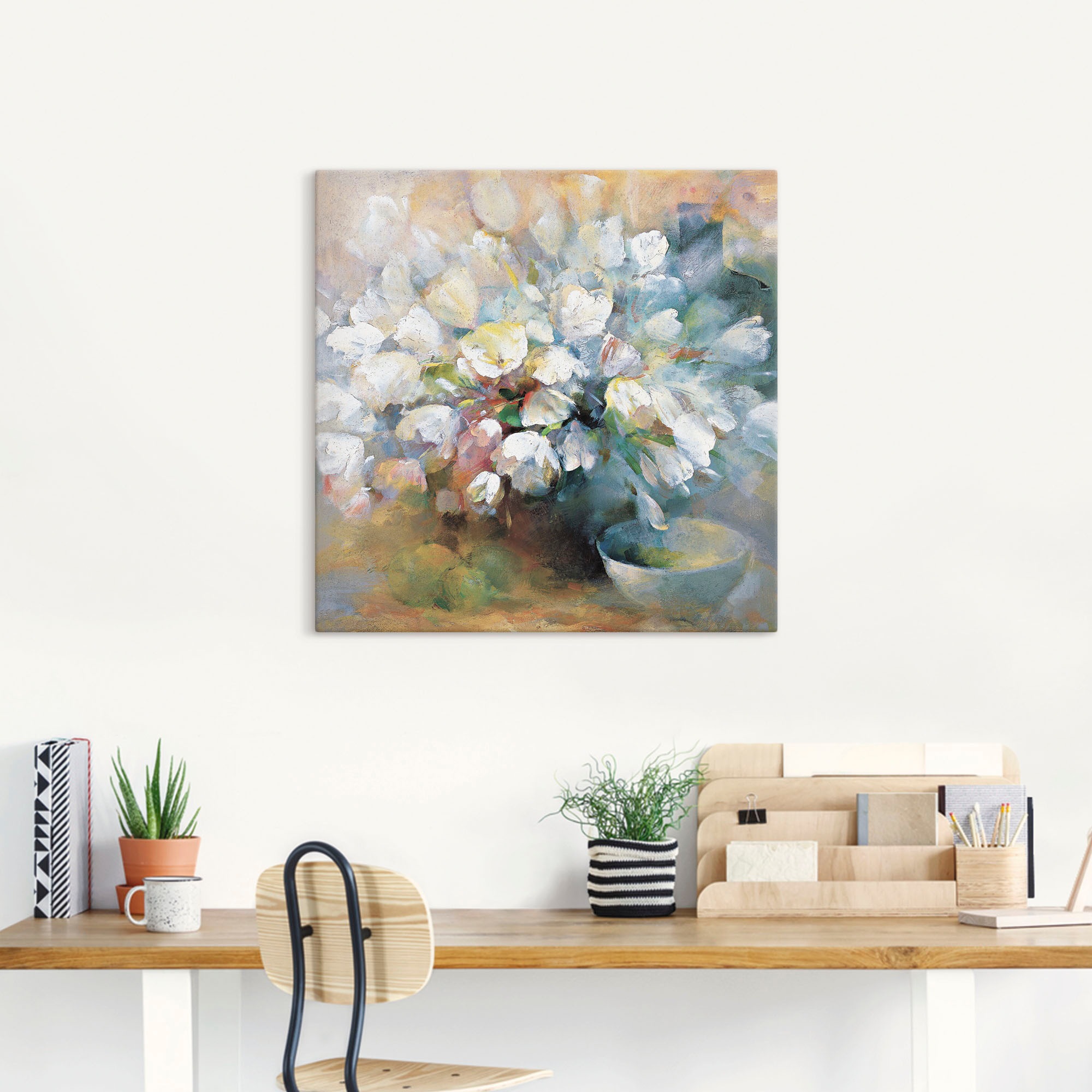 Artland Leinwandbild "Strahlend weiße Tulpen I" Blumen 1 Stk. tlg. auf Holz günstig online kaufen