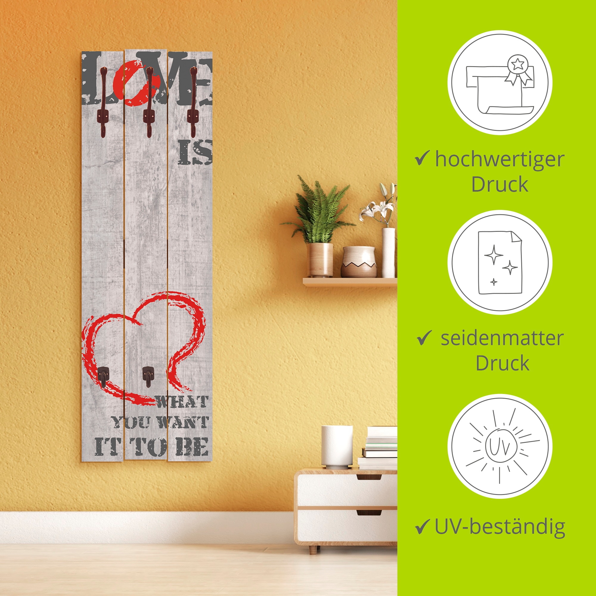 Artland Garderobenleiste »Liebe ist...«, teilmontiert