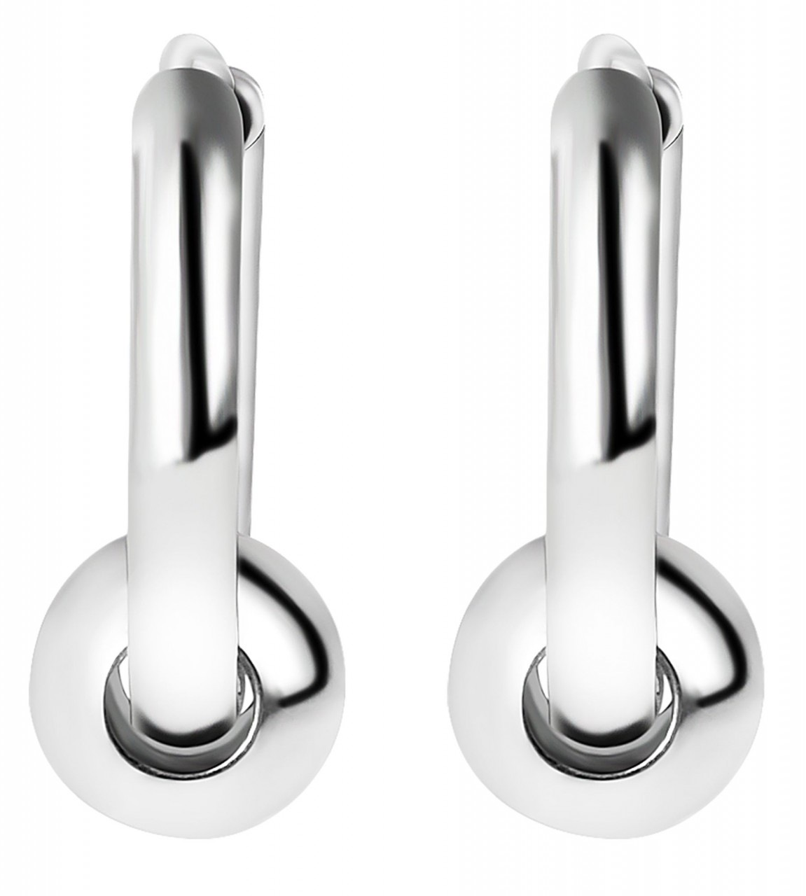 Adelia's Unisex Hoop Earrings Silver 10mm 2