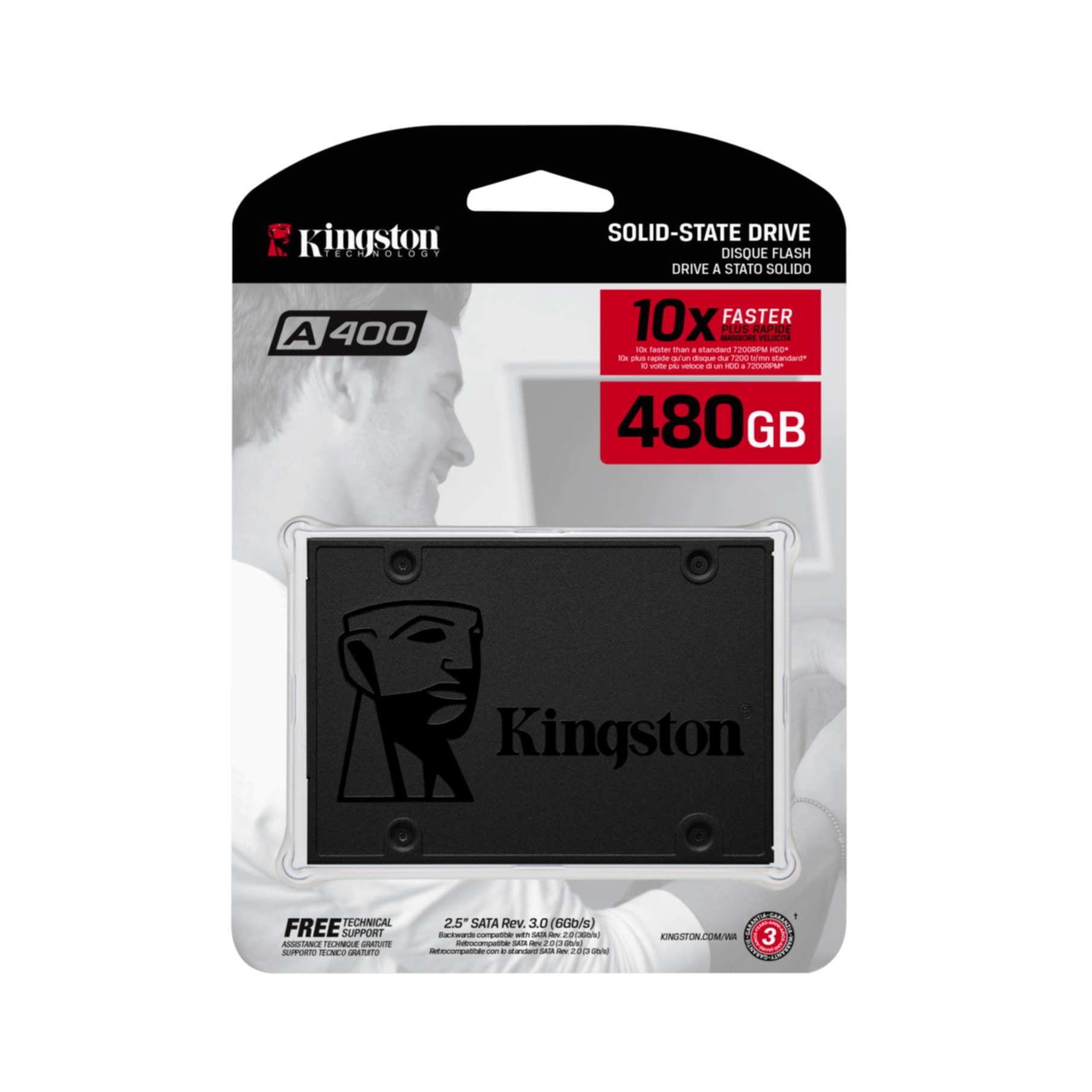 Kingston interne SSD »A400 480GB«, 2,5 Zoll, Anschluss SATA III