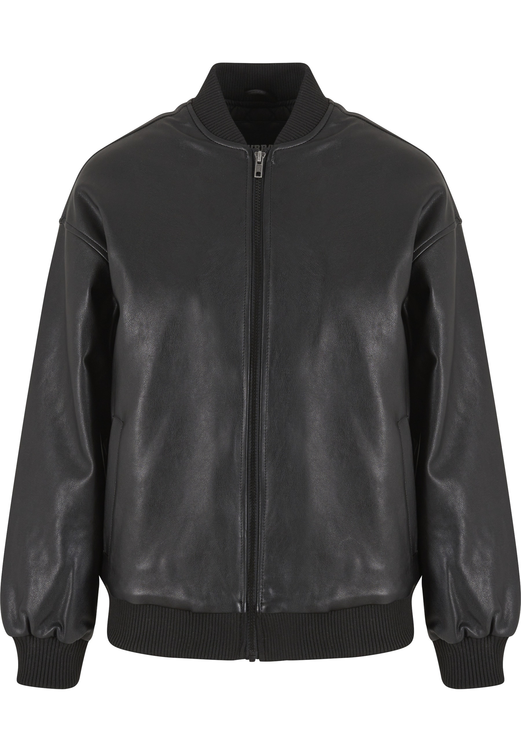 URBAN CLASSICS Lederjacke "Urban Classics Ladies Synthetic Leather Bomber Jacket" 1 Stk. tlg. ohne Kapuze