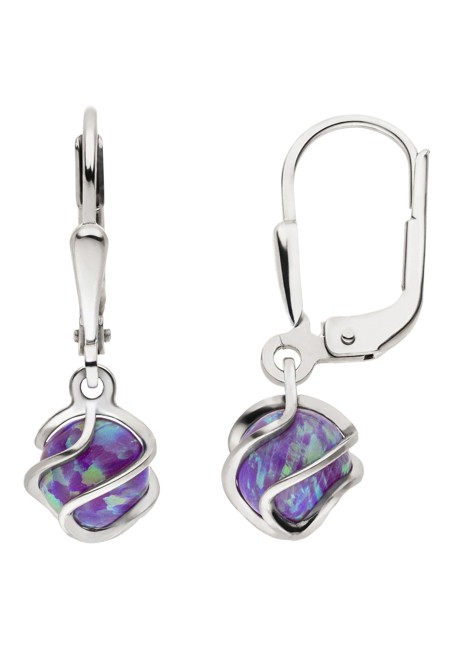 Paar Ohrhänger JOBO "Ohrringe 23 mm", blau, blau, Ohrringe, Damen, Silber 925 (Sterlingsilber), 925 Silber mit Opal
