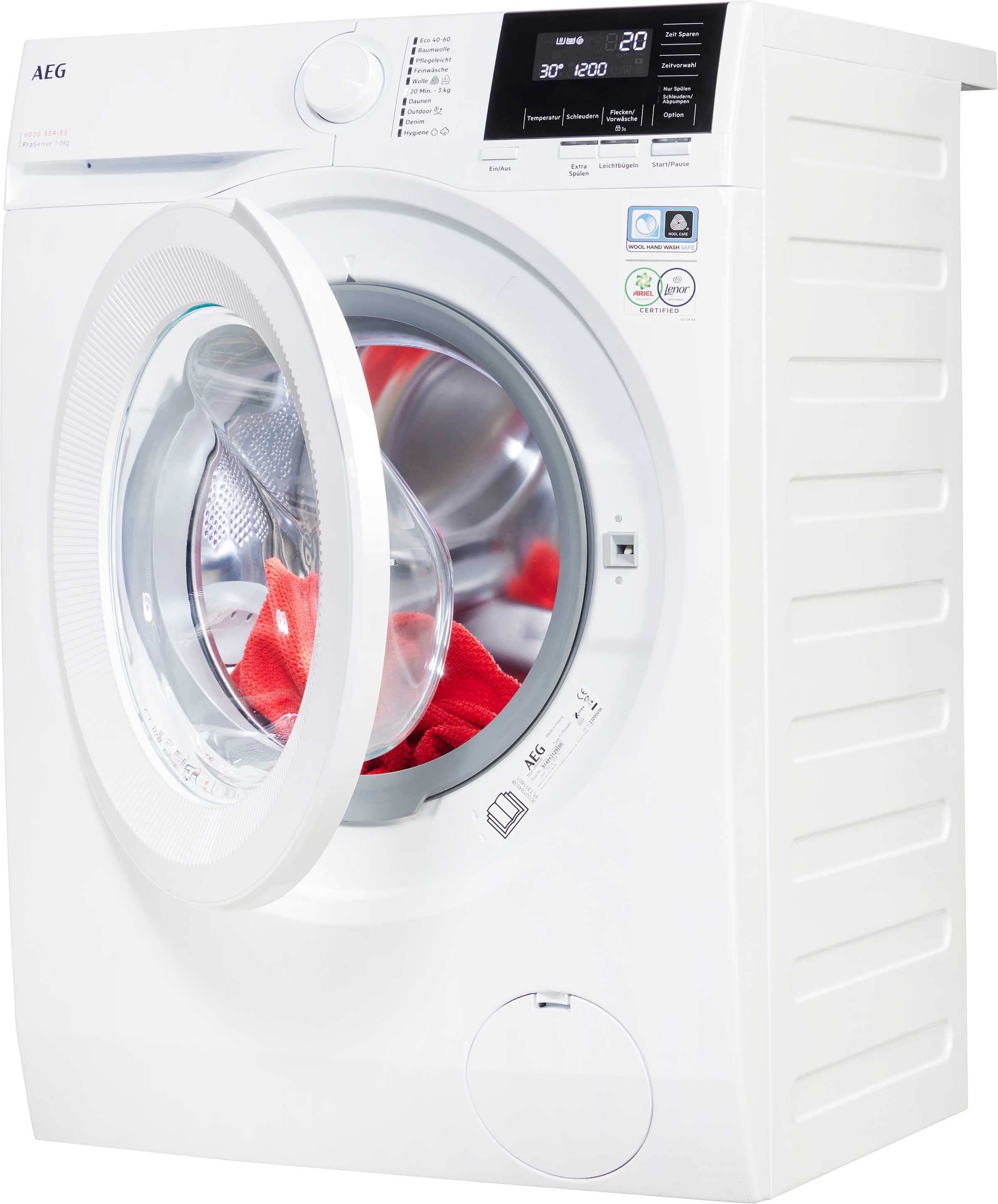 AEG Series 6000 LR6A648 Waschmaschine Frontlader 8 kg 1400 RPM Weiß