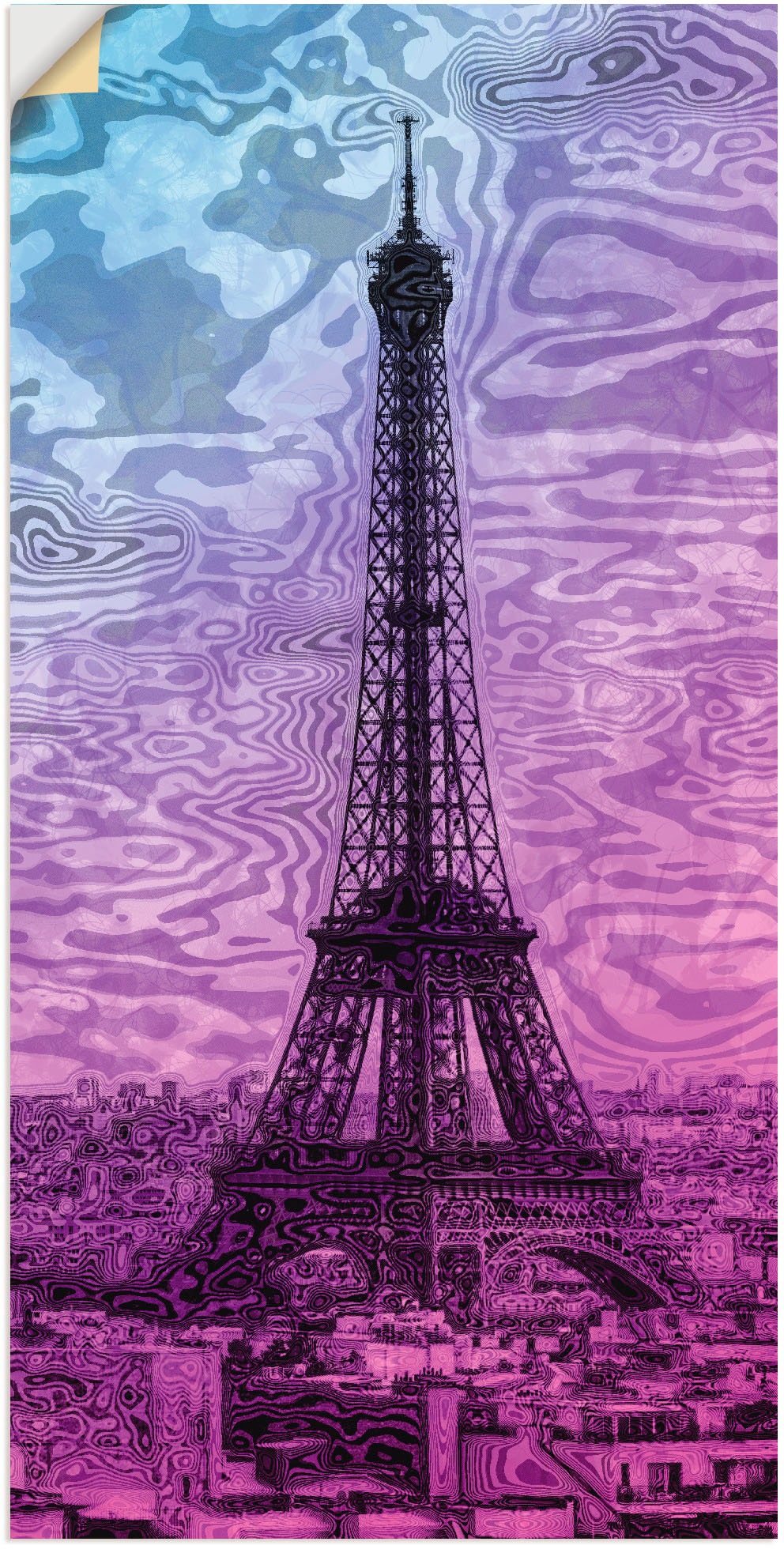 Artland Wandbild »Paris Eiffelturm Lila/Blau«, Gebäude, (1 St.), als Alubild, Outdoorbild, Leinwandbild in verschied. Größen